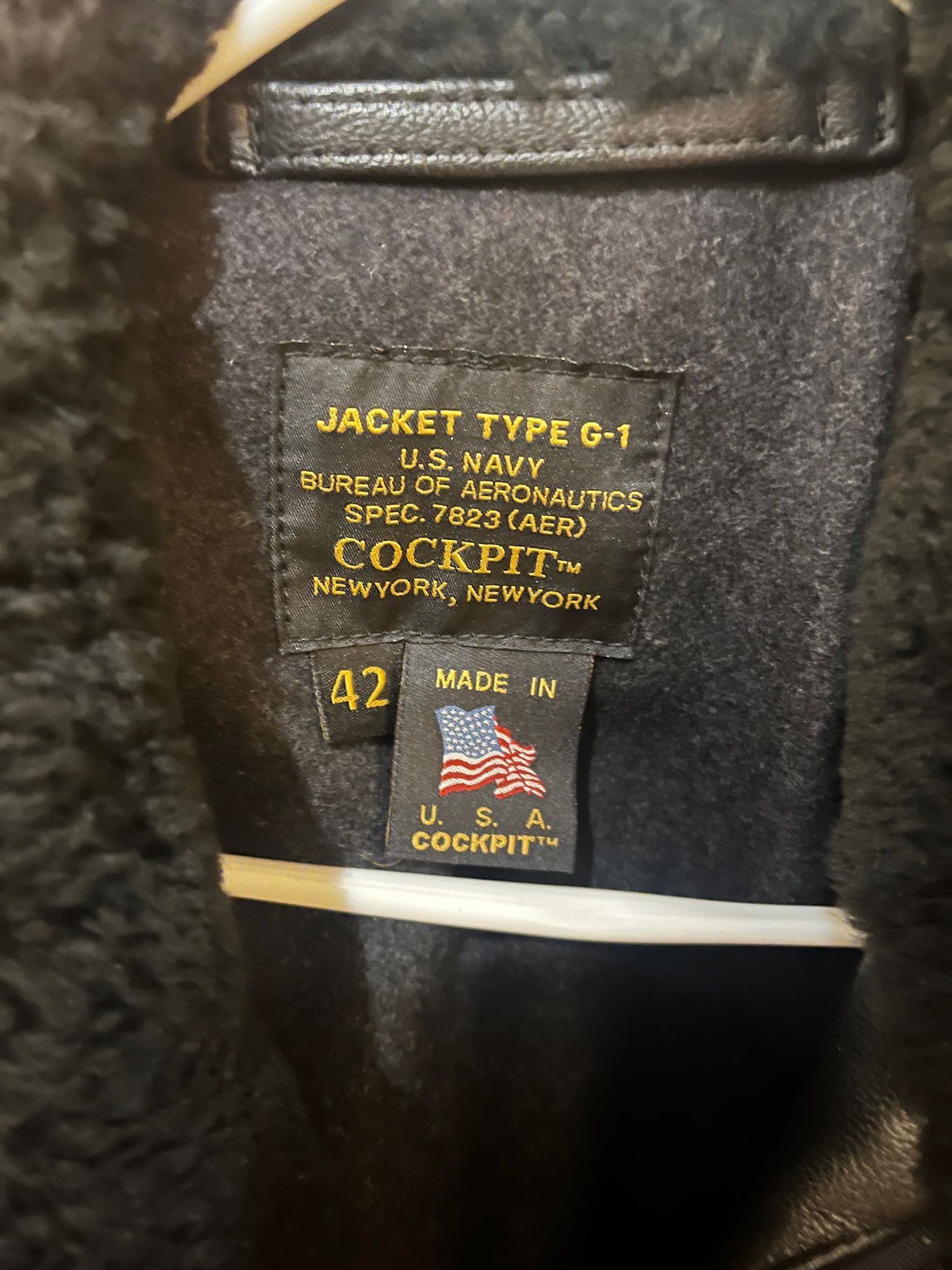 Cockpit USA [Gently Used] Black Leather G-1 Military Spec Jacket Z21E013 Size US XL / EU 56 / 4 - 3 Thumbnail