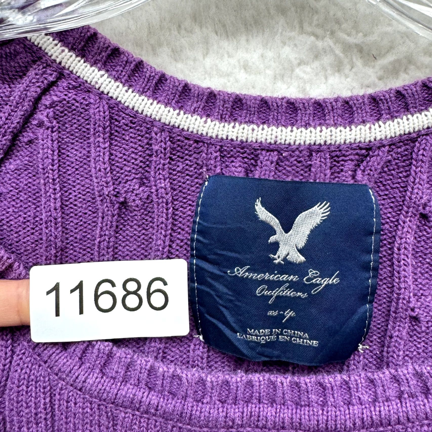 Vintage VINTAGE American Eagle Sweater XS Purple Cable Knit Grunge 2000s Y2K Bella Swan Fairy Womens XS Size XS / US 0-2 / IT 36-38 - 8 Thumbnail