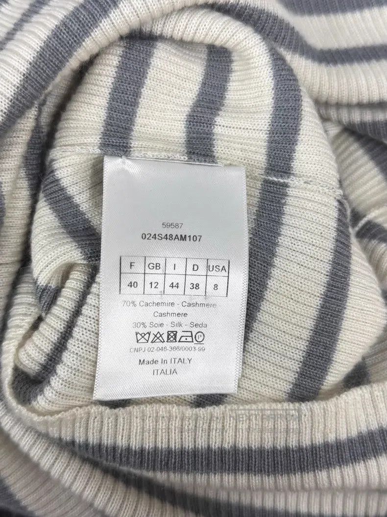 Dior Dior Gray-white striped sweater with long sleeves Size S / US 4 / IT 40 - 5 Thumbnail