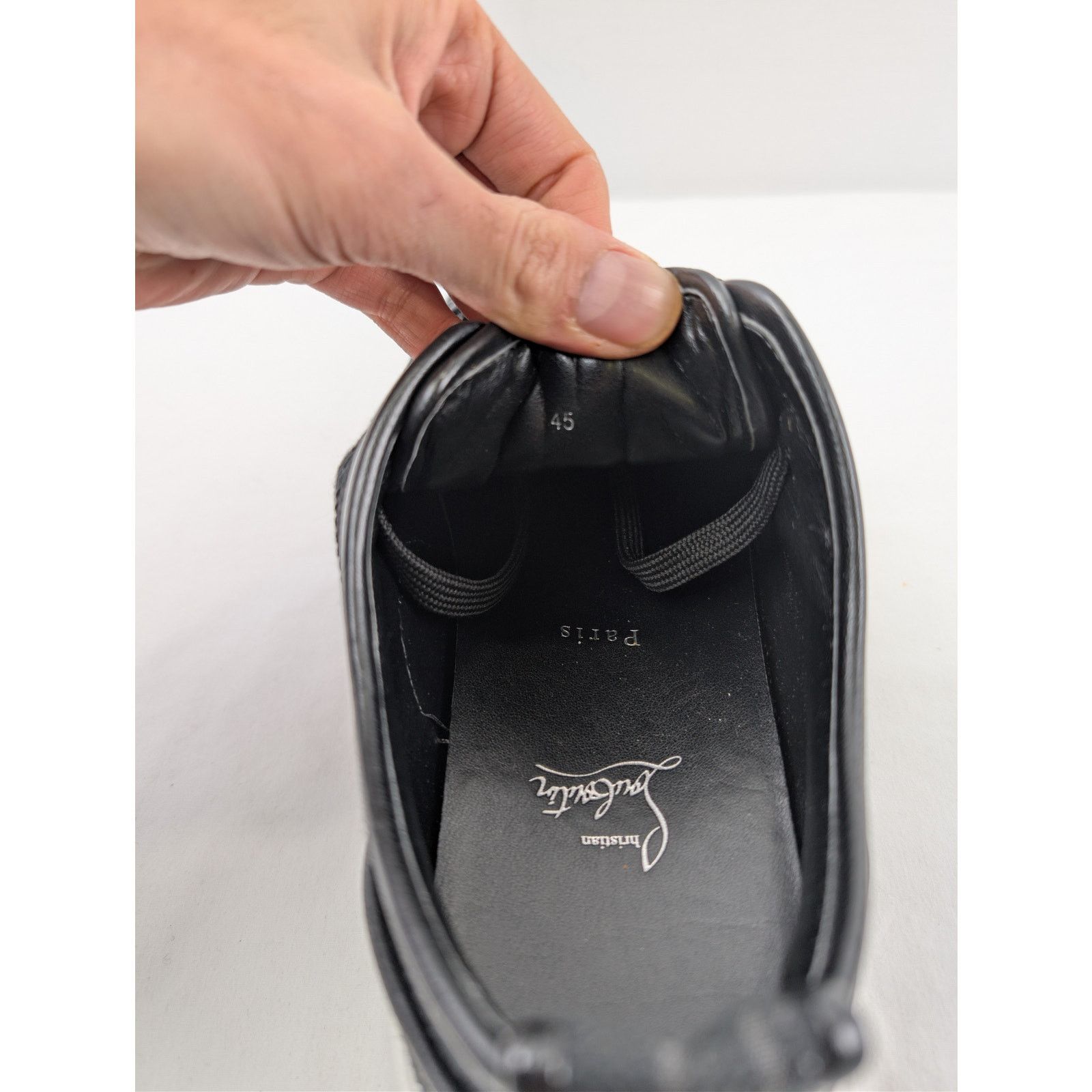 Christian Louboutin o1rshd1 Adolon Junior Flat Sneakers Shoe in Black/White Size US 12 / EU 45 - 18 Thumbnail