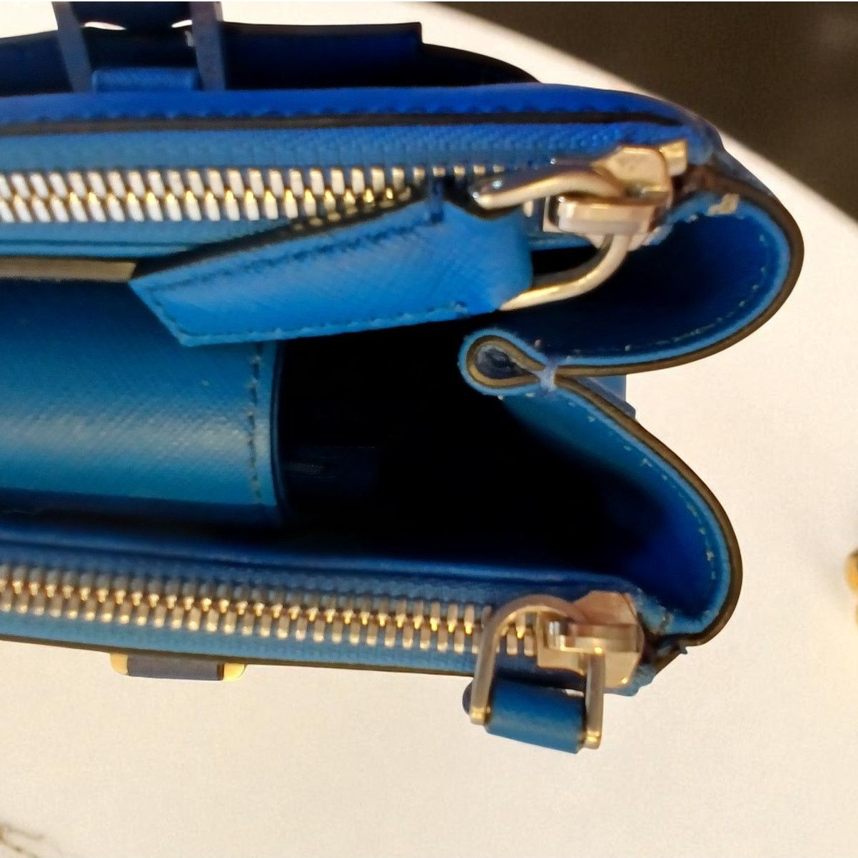 MCM MCM Saffiano Leather Handbag Two-Tone Blue Size ONE SIZE - 19 Thumbnail