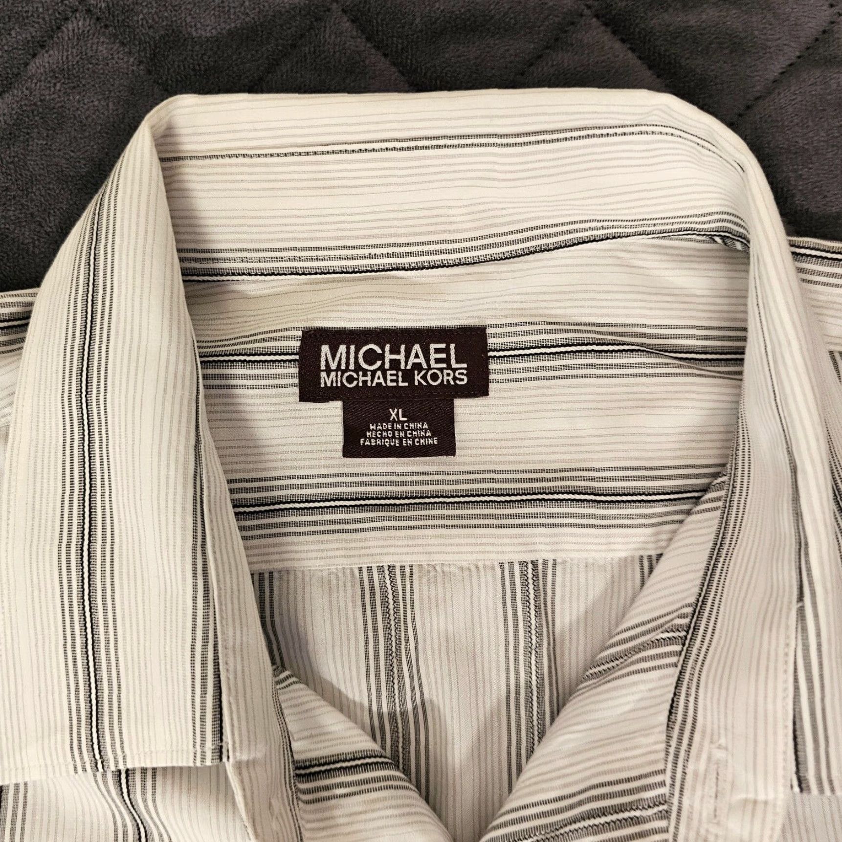 Michael Kors Michael Kors Dress Shirt Men’s XL White Stripe Long Sleeve Button-Down Collared Classic Button Up Shirt Size 46R - 2 Thumbnail