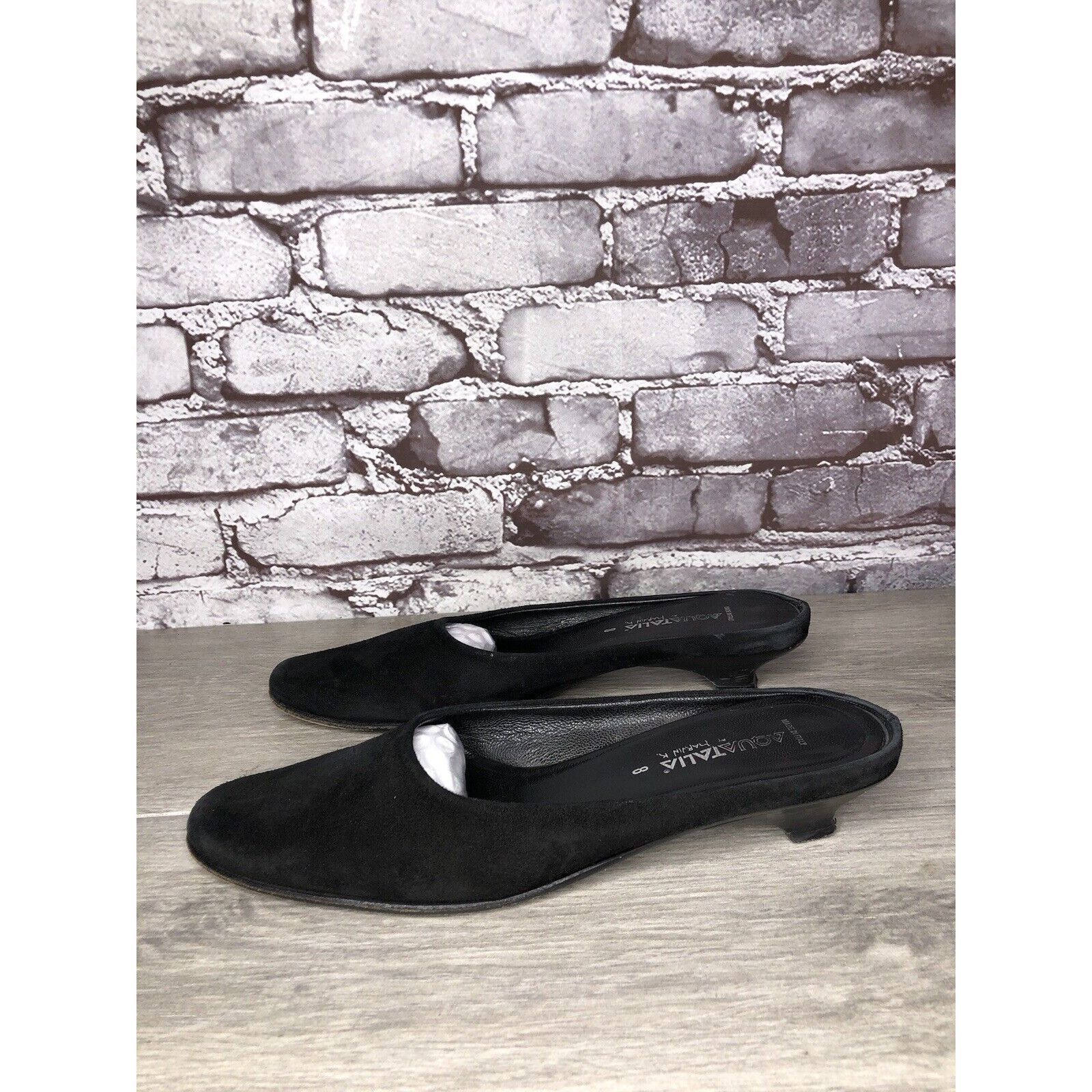 Aquatalia Aquatalia Black Suede Leather Low Heel Closed Mules Shoes Wo Size US 8 / IT 38 - 6 Thumbnail