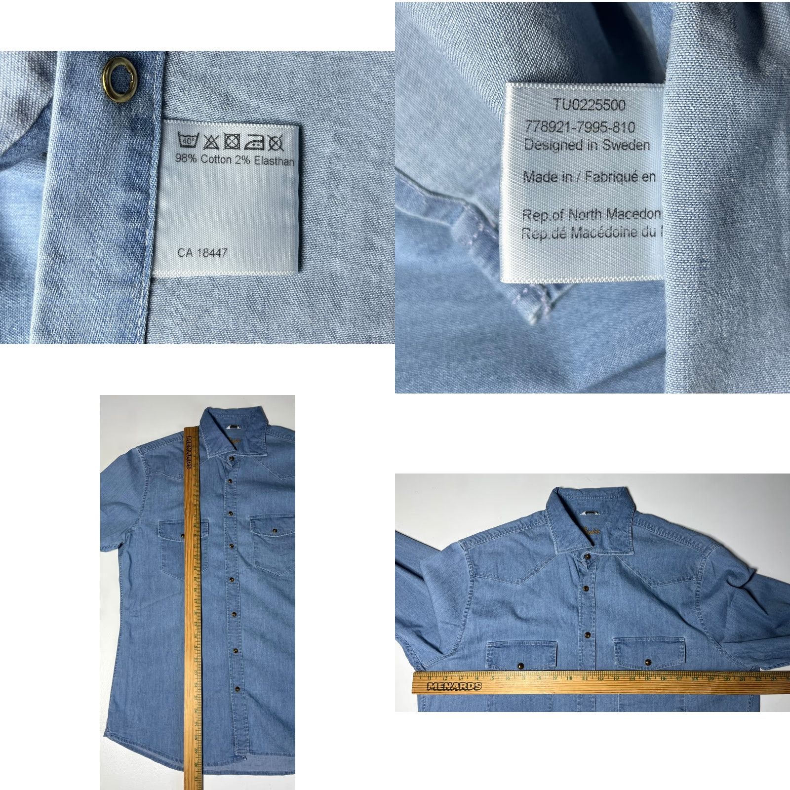 Vintage VINTAGE Stenstroms Denim Pearl Snap Western Shirt Mens L Blue Cotton Denim Pocket Buttons Western Theme Size US L / EU 52-54 / 3 - 8 Thumbnail