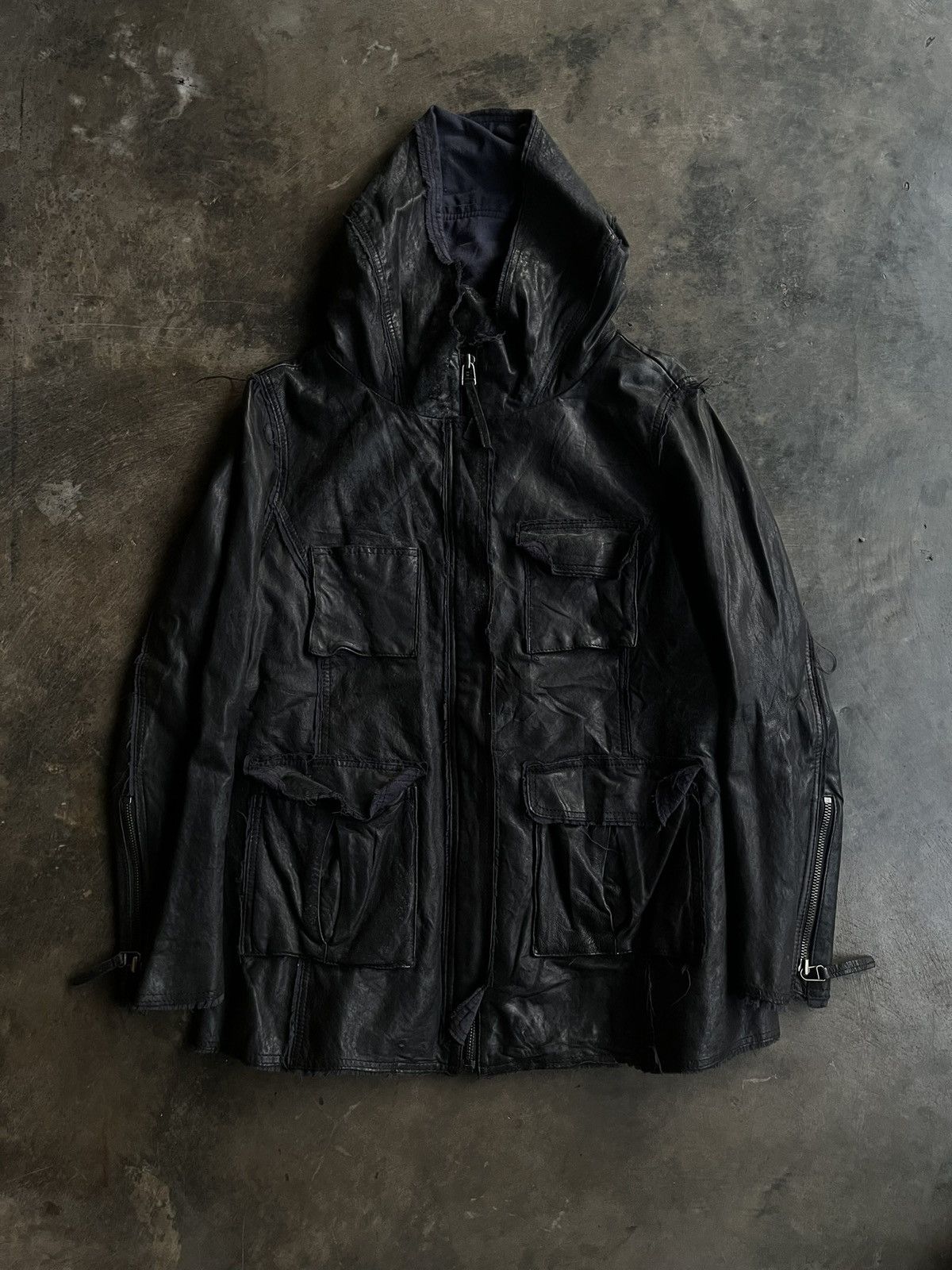 JAPANESE 2000’s BONO ROBE LEATHER JACKET ZIPPER MULTI POCKET