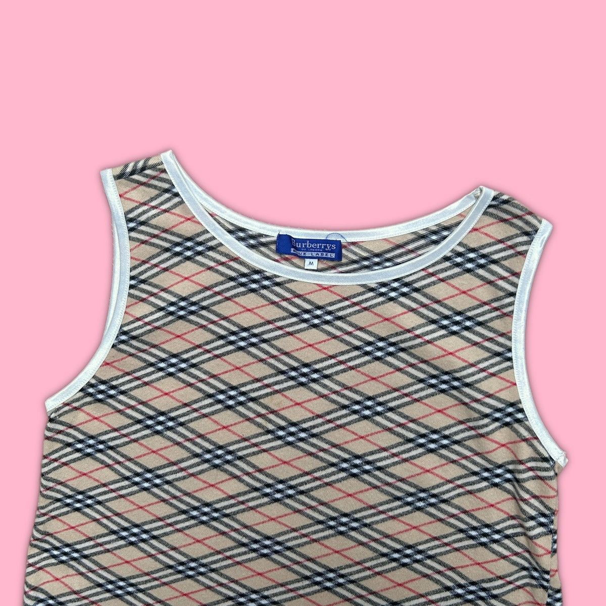 image of Vintage Burberry Nova Check Tank Top in Beige, Women's (Size Medium)
