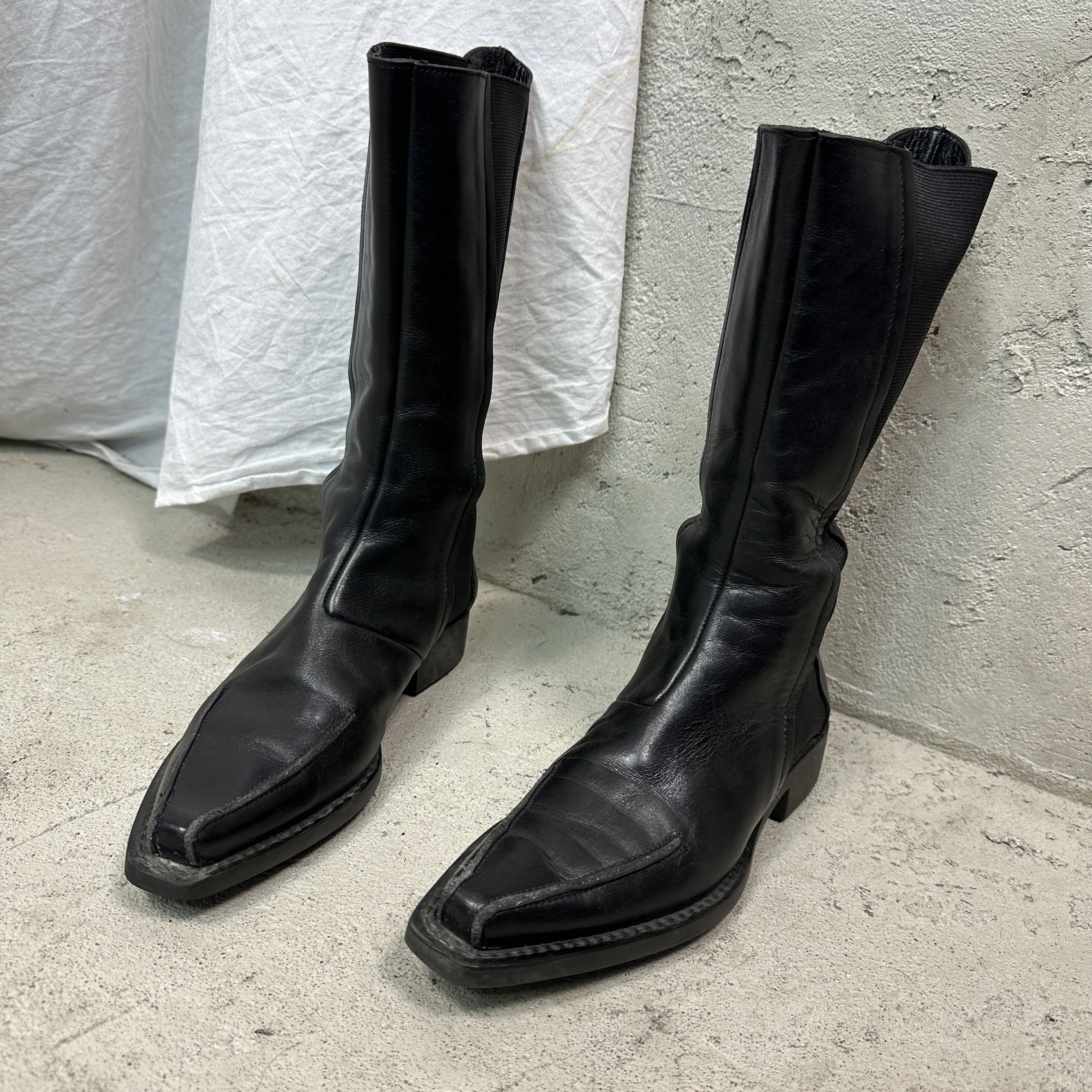 Pollini Vintage Grunge Leather Studio Pollini Pointy Boots Y2K Size US 8 / IT 38 - 3 Thumbnail