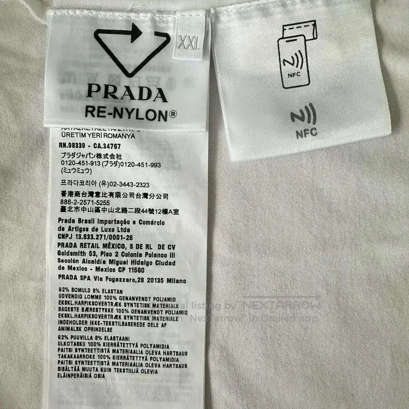 Prada Prada Men's White Cotton T-Shirt in XXL. Size US XXL / EU 58 / 5 - 4 Thumbnail