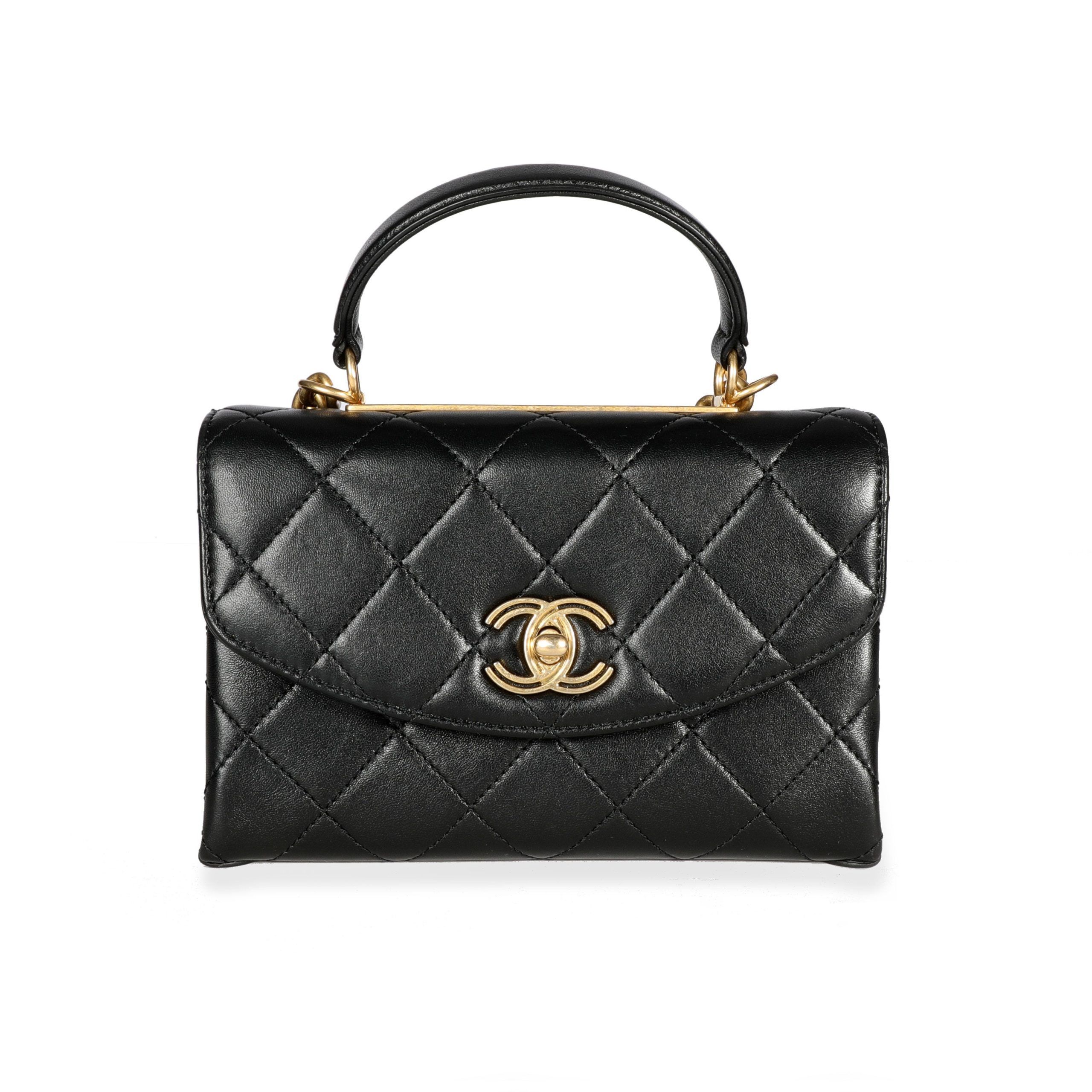 image of Chanel Black Quilted Lambskin Trendy Top Handle Mini Bag, Women's