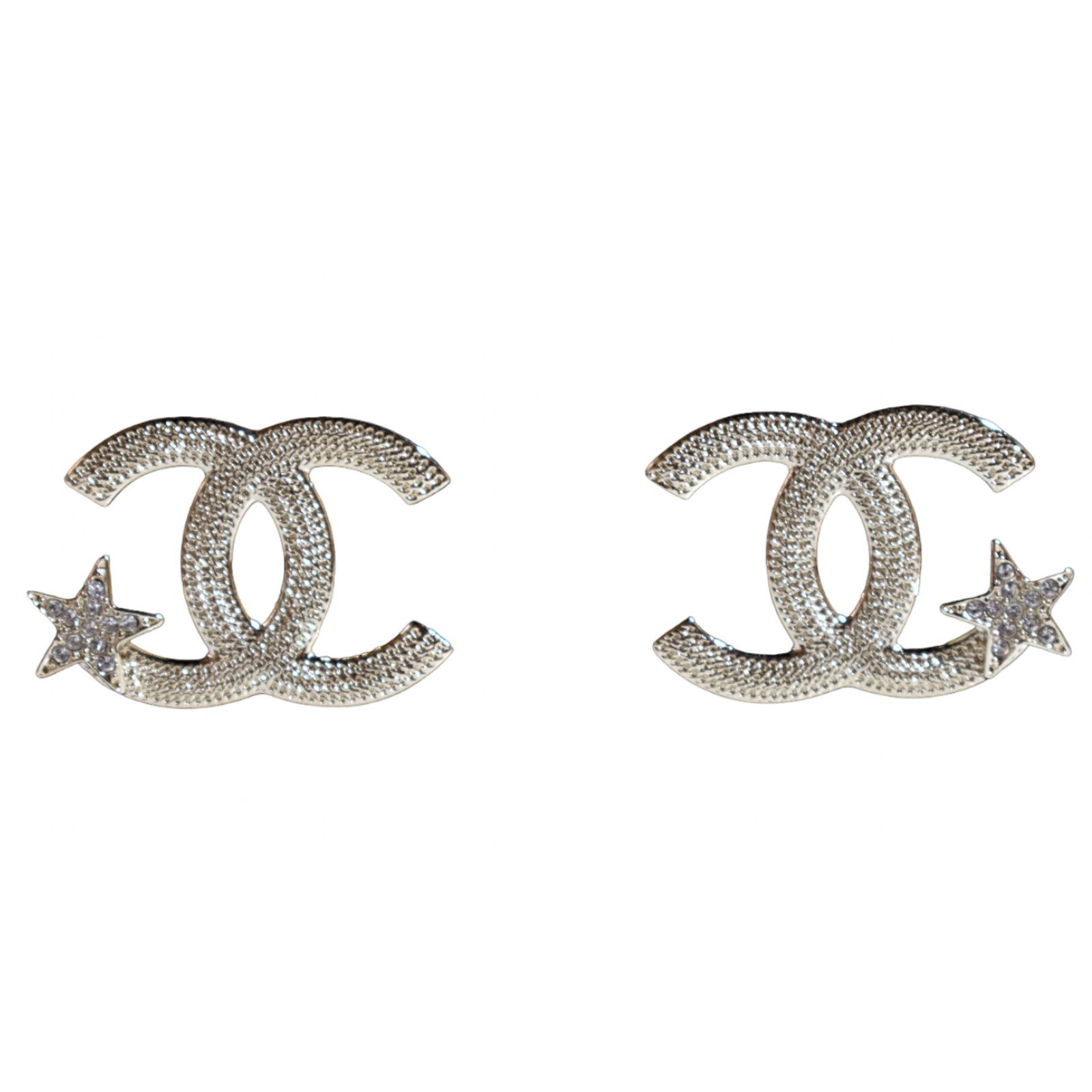 Chanel Chanel Gold Crystal Star Drop Statement Stud Earrings Size ONE SIZE - 1 Thumbnail