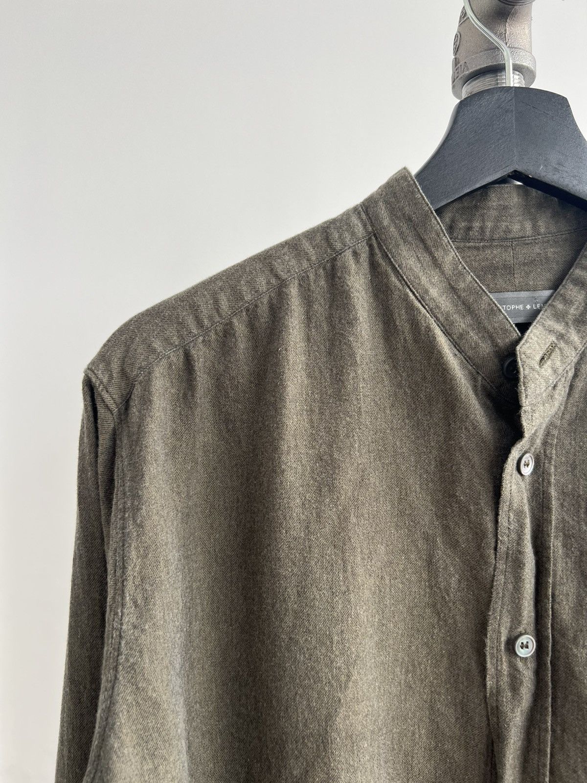 Christophe Lemaire Olive Mandarin Collar Button-Up Size US L / EU 52-54 / 3 - 2 Thumbnail