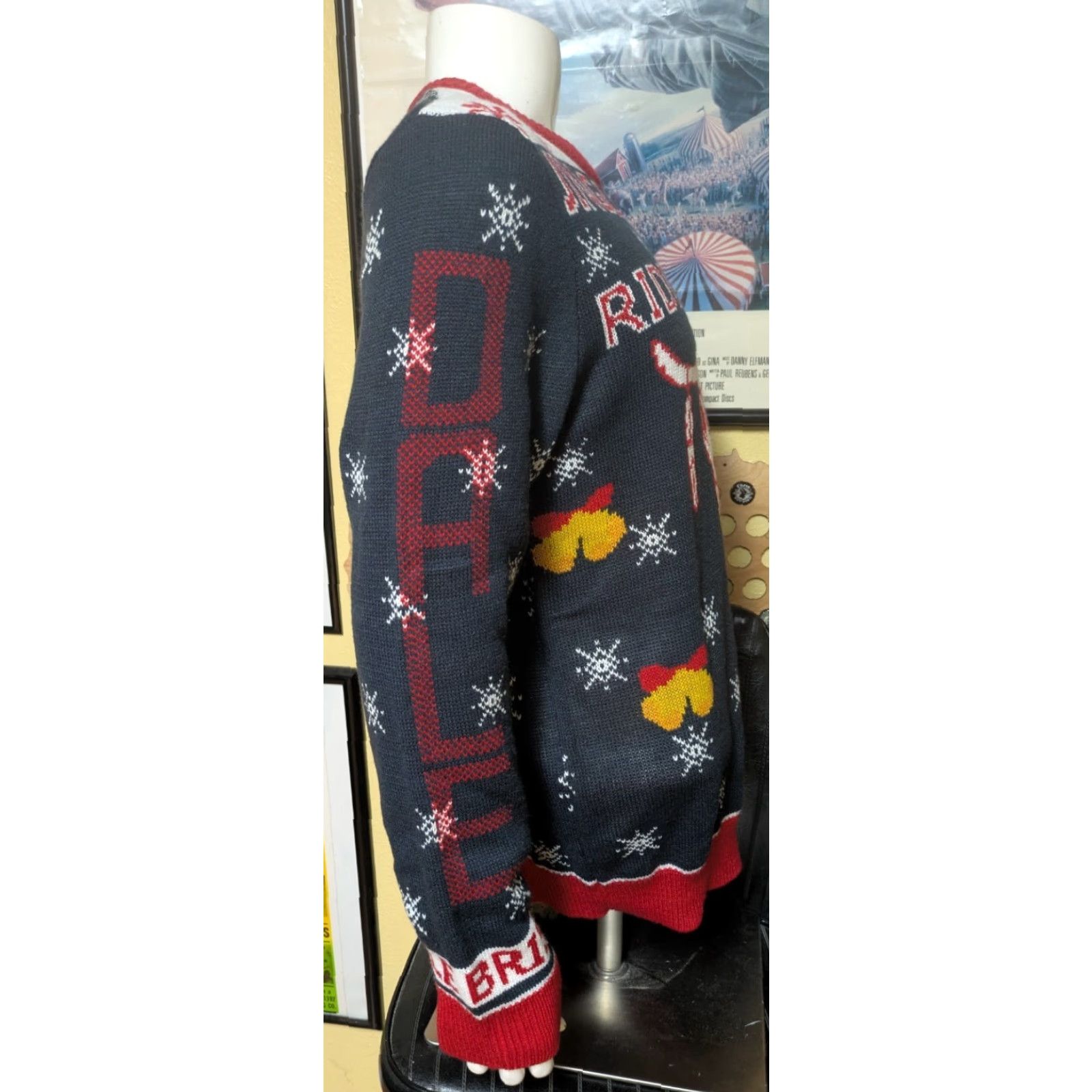 Denime Rock & Roll Denim Sweater Men Medium Dale Brisby Holiday Jingle Bells & Ridin' Bulls Blue Size US M / EU 48-50 / 2 - 3 Thumbnail