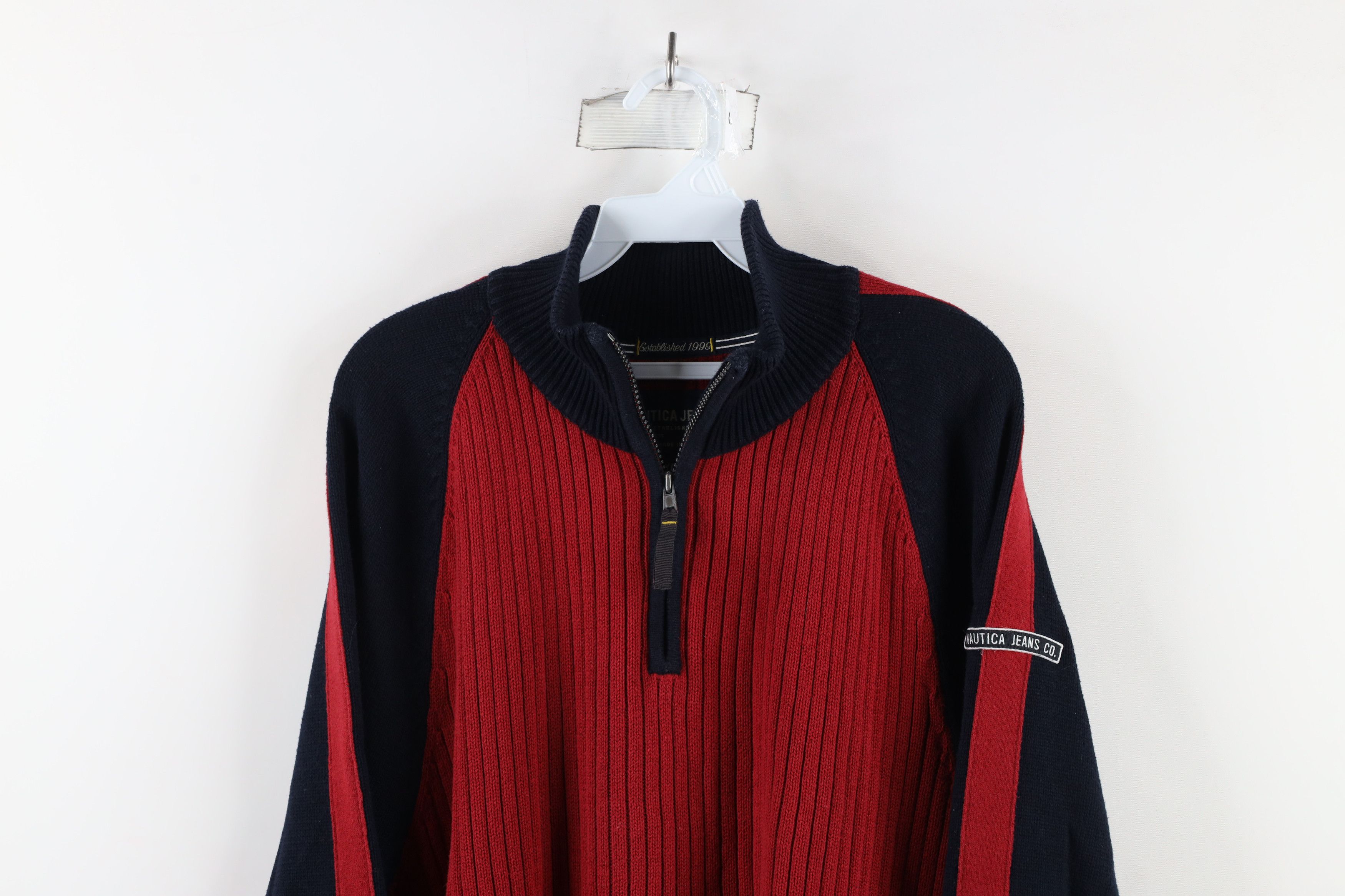 Nautica × Vintage Vintage 90s Nautica Ribbed Knit Half Zip Pullover Sweater Size US XL / EU 56 / 4 - 2 Thumbnail