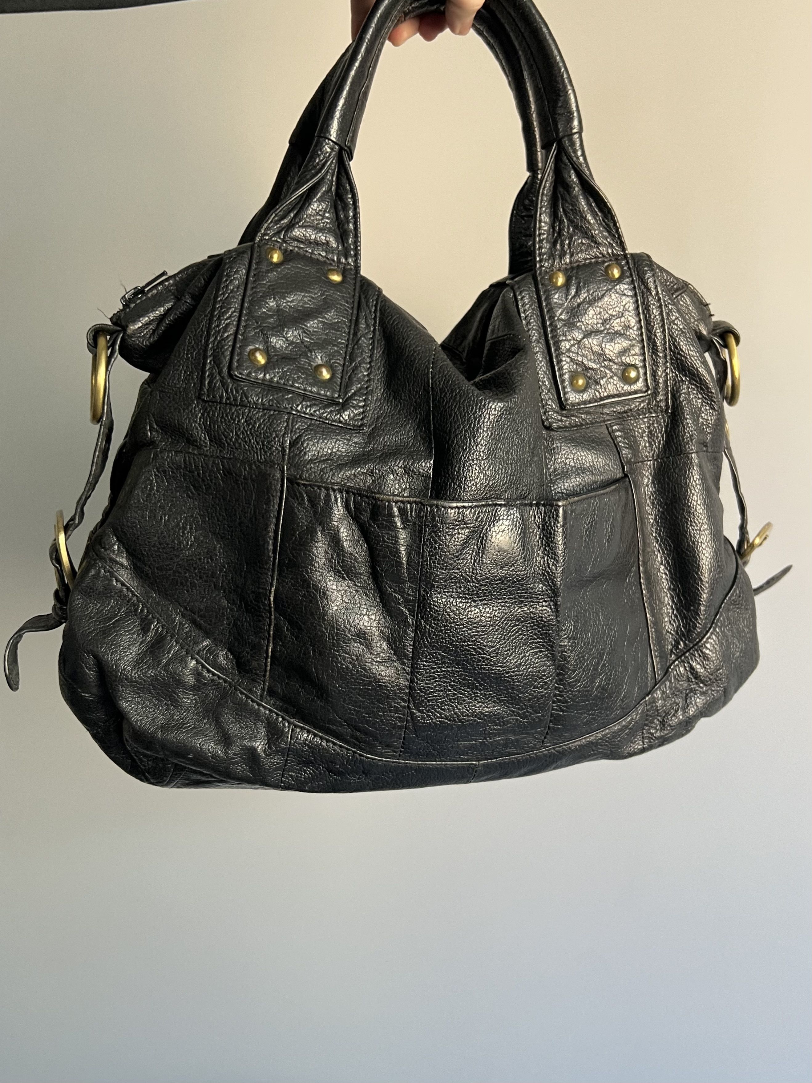 Vintage Vintage Black Genuine Leather Tote Bag Textured Leather Size ONE SIZE - 1 Thumbnail