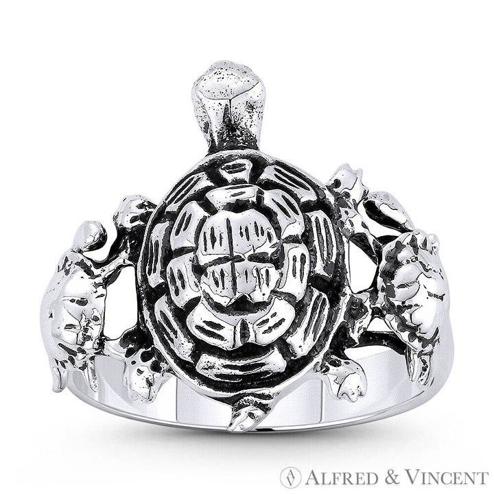 Other Triple Tortoise Spirit Charm Ring in .925 Sterling Silver Size ONE SIZE - 1 Preview