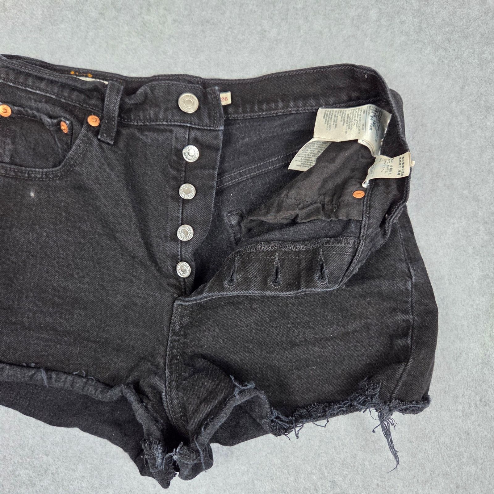 Levi's Levi's Premium 26 Black Ribcage Shorts Button Fly Cut Offs Size 26" / US 2 / IT 38 - 3 Thumbnail