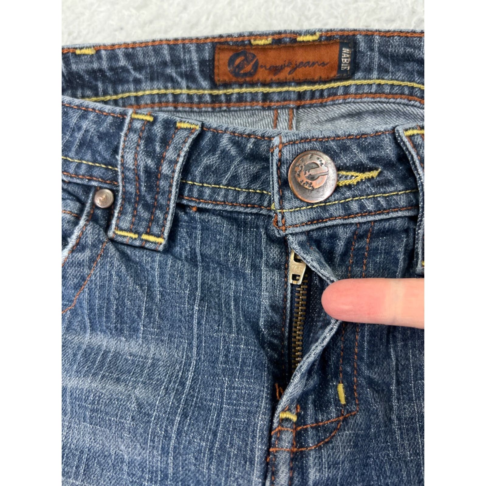 Energie Energie Jeans Women Blue Denim Bootcut Pant 30.5 Inseam 25W Regular Fit Distressed Cotton Blend Size 11 Adult Womens Jeans Size 32" / US 10 / IT 46 - 5 Thumbnail