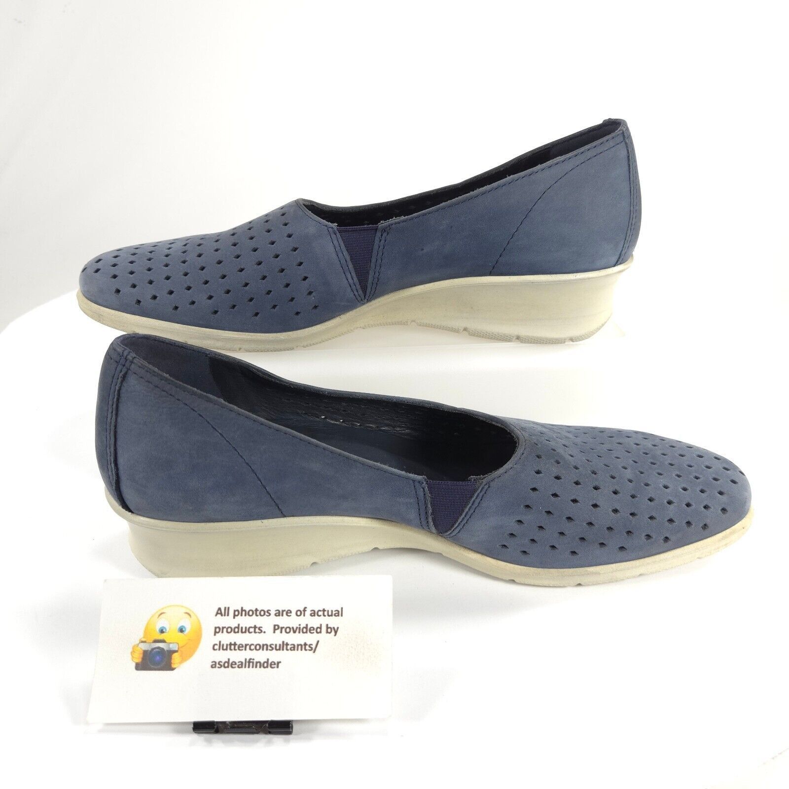 Ecco Ecco Leather Wedge Slip On Ballet Flat Womens Size 10.5 Blue Size US 10.5 / IT 40.5 - 4 Thumbnail