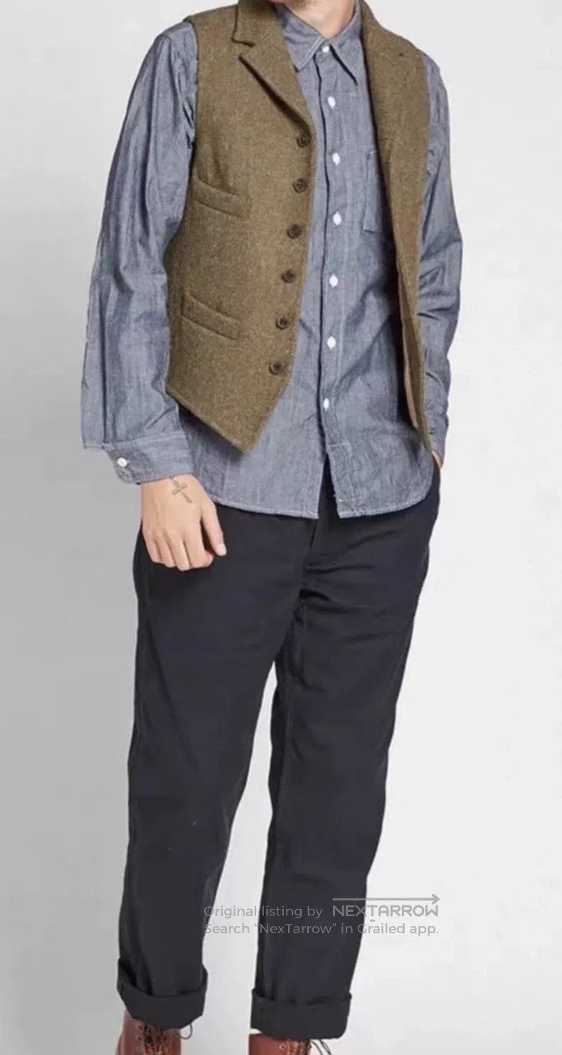 Nigel Cabourn Nigel Cabourn Herringbone Waistcoat, Dark Brown Size US S / EU 44-46 / 1 - 1 Thumbnail