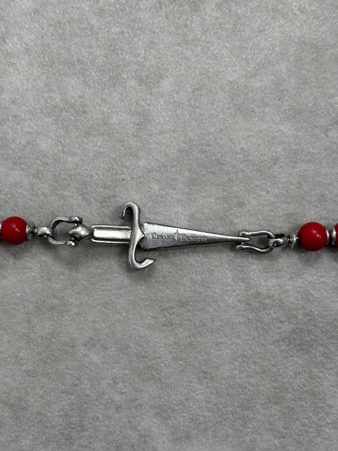 Vintage 2000s Cesare Paciotti Dagger Red Pearls Silver Bracelet Size ONE SIZE - 7 Thumbnail