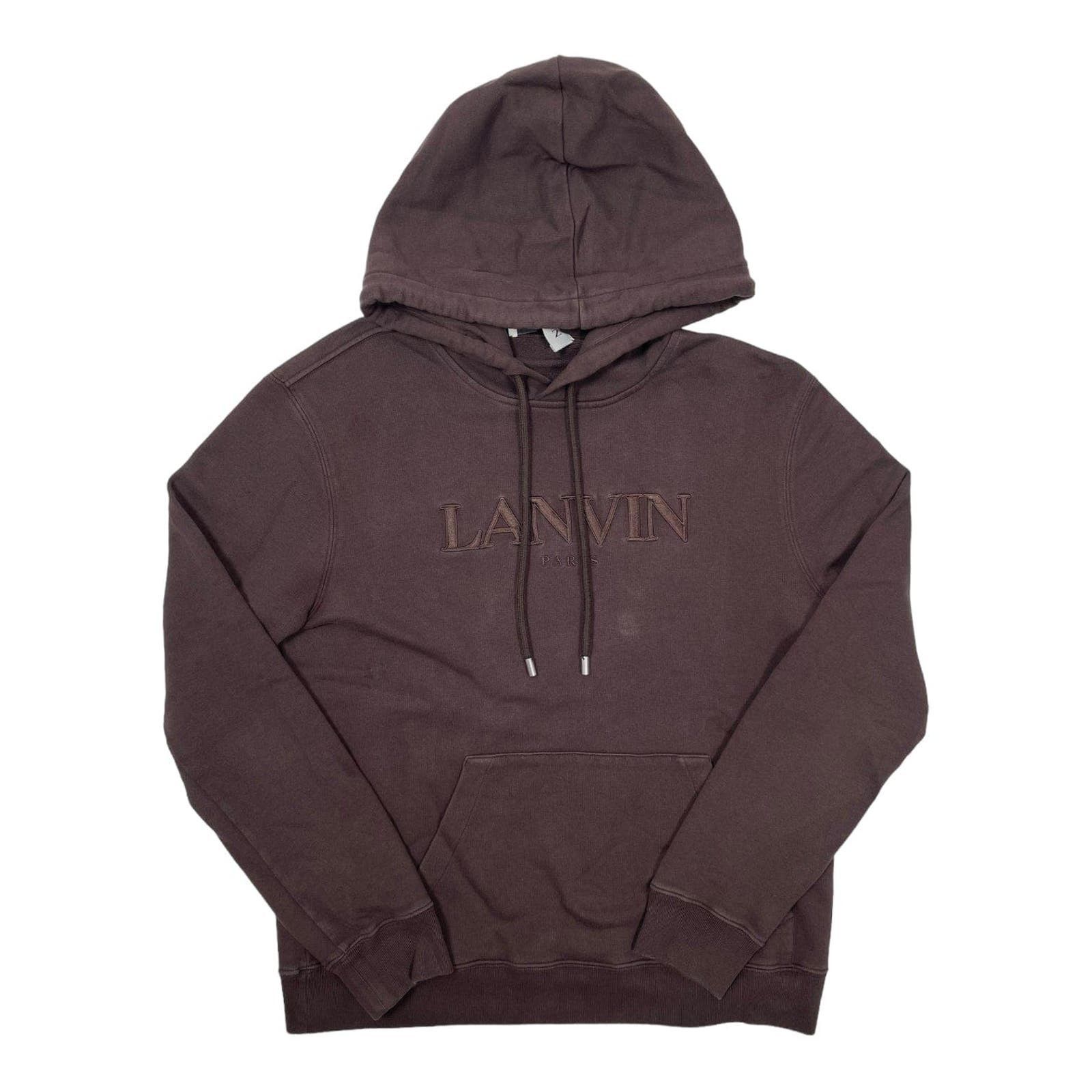 image of Lanvin Logo Embroidered Hooded Sweatshirt Brown Pre-Owned, Men's (Size XL)