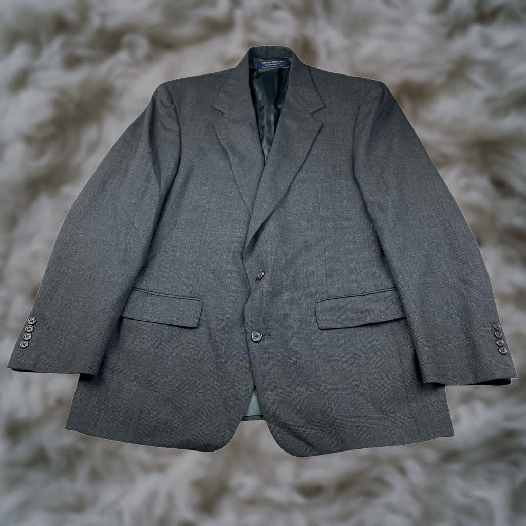 Brooks Brothers VINTAGE Brooks Brothers Blazer Gray Plaid Mens 44L 100% Wool Two-Button USA Size 44R - 1 Thumbnail