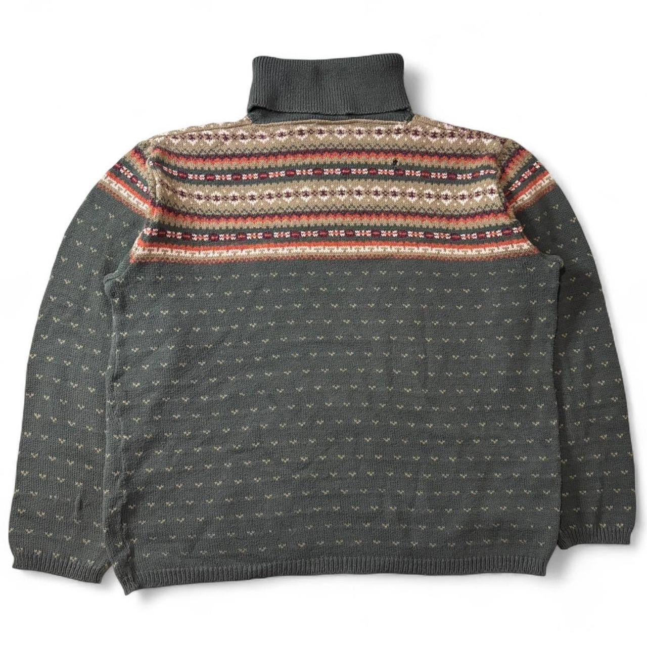 Eddie Bauer Vintage Eddie Bauer Patterned Green Boxy Turtleneck Sweater Size US S / EU 44-46 / 1 - 6 Thumbnail