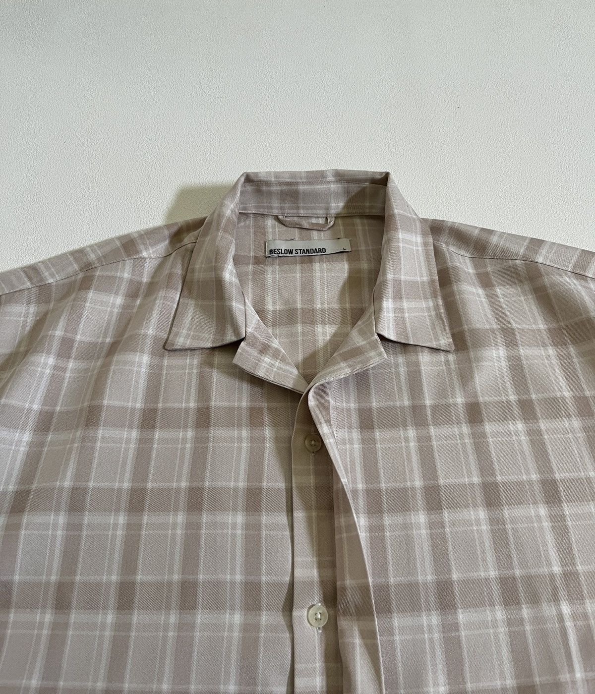 Beams Plus BESLOW Open Collar Check Half Sleeve Shirt Beige Check Size US L / EU 52-54 / 3 - 4 Thumbnail