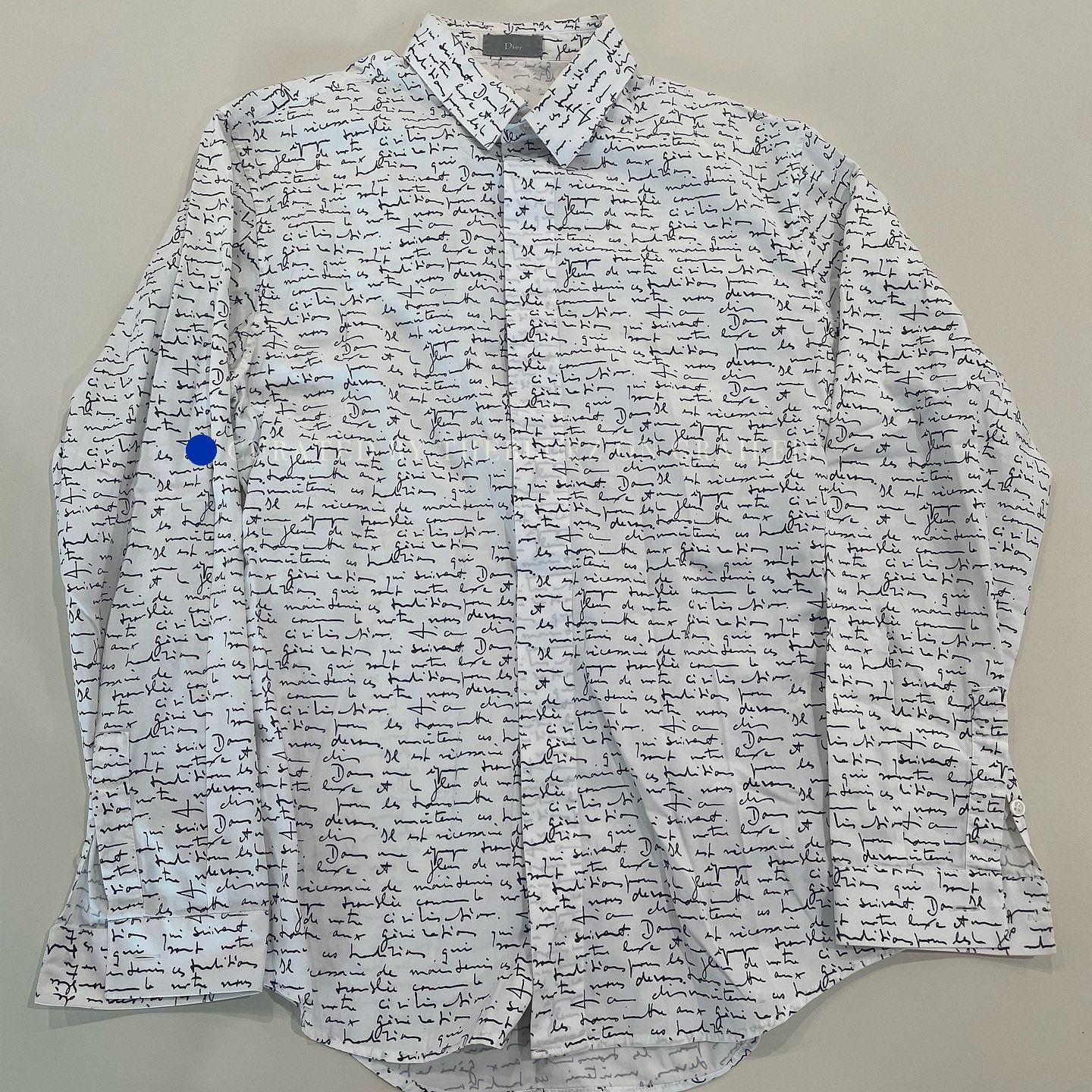 Dior Elegant White Script Print Button Up Shirt Size US S / EU 44-46 / 1 - 1 Thumbnail