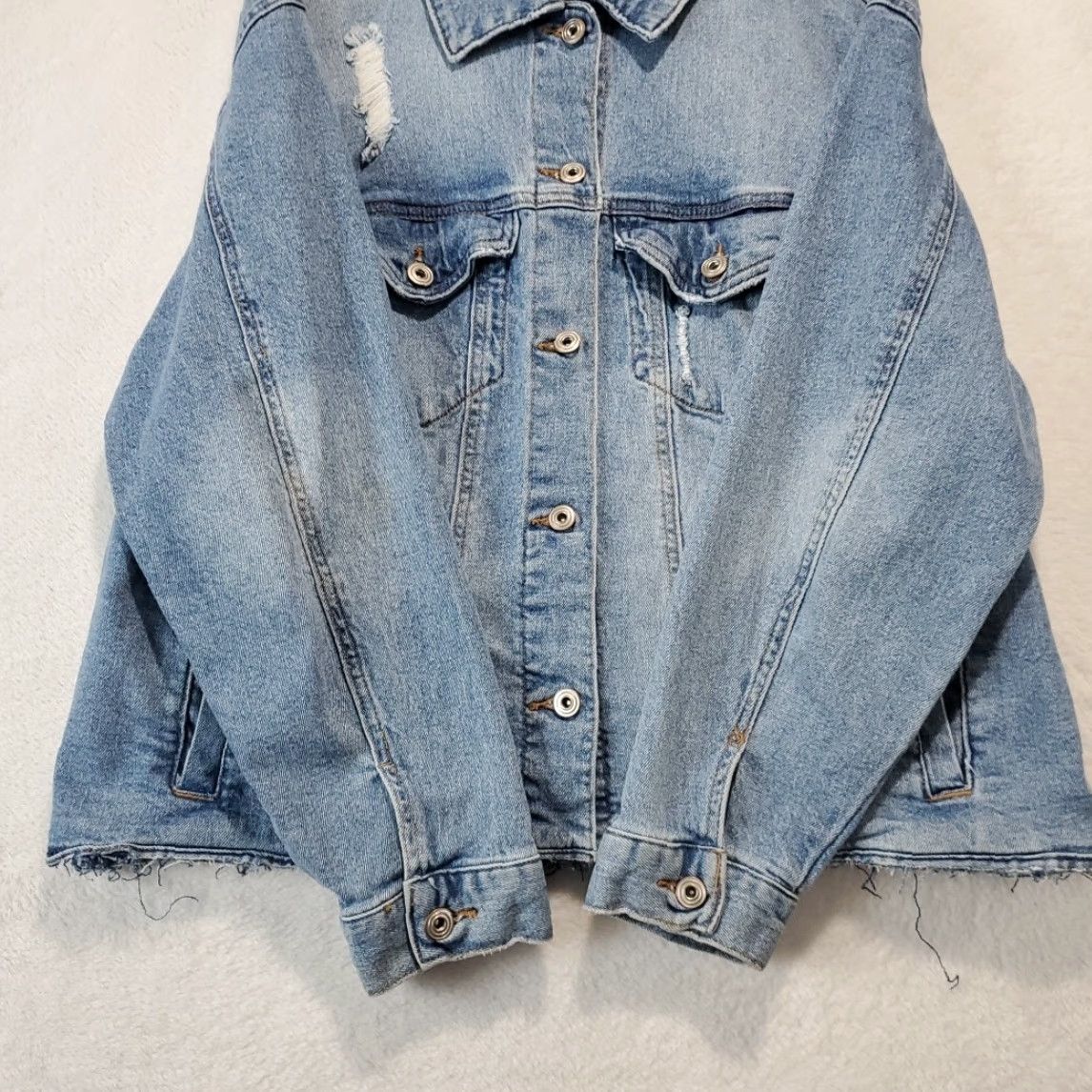 Vintage VINTAGE RE generation Women's Blue Jean Jacket Distressed Grunge Celebrity Pink Size XL Size 40" / US 18 - 6 Thumbnail
