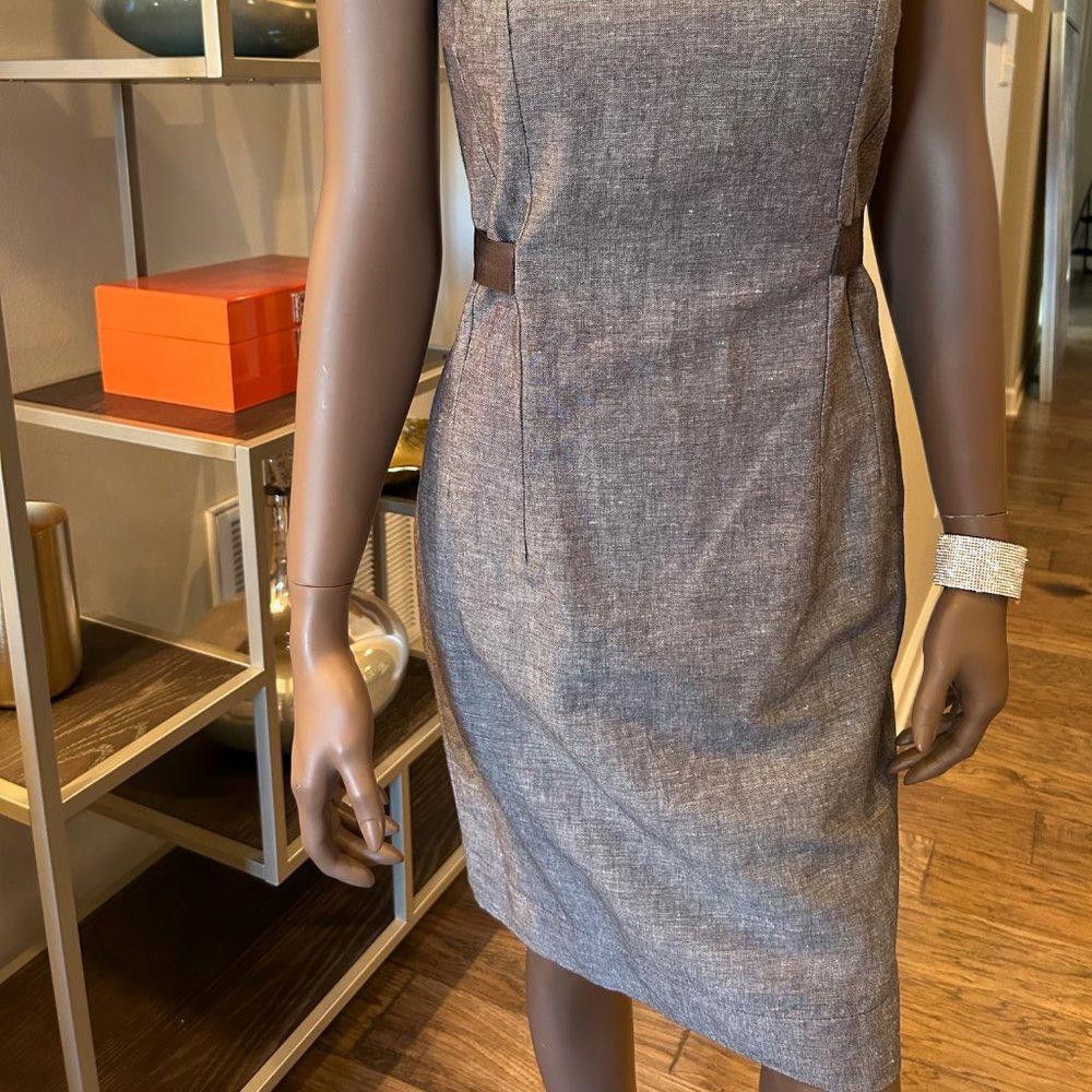 Banana Republic Banana Republic Heather Gray Linen Ribbon Dress Size S / US 4 / IT 40 - 5 Thumbnail