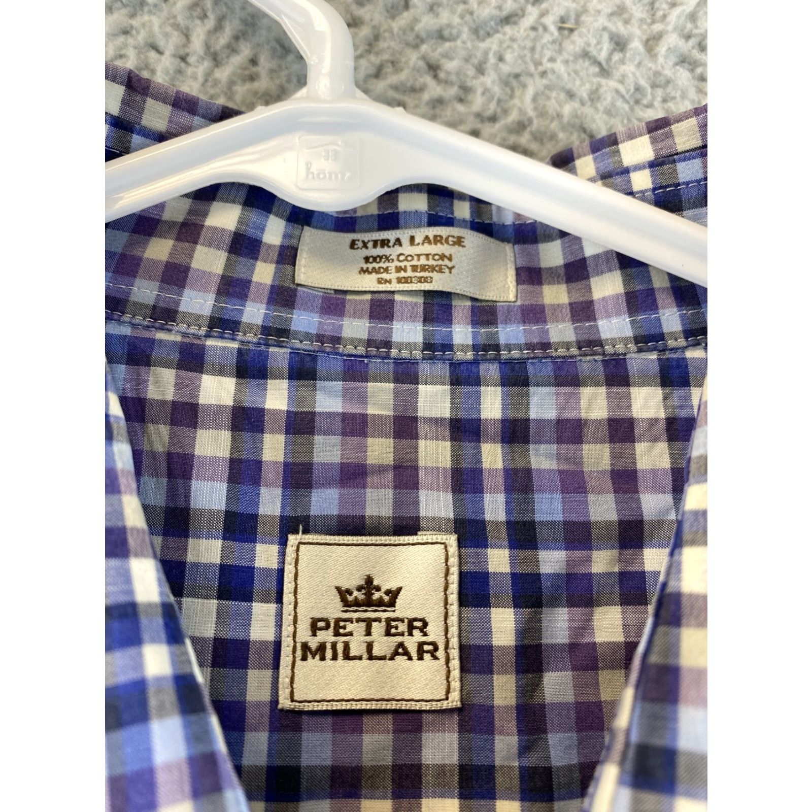 Peter Millar Peter Millar Button-Up Shirt Mens XL Purple Checkered Dress Shirt / 79-13 Size 46R - 5 Thumbnail