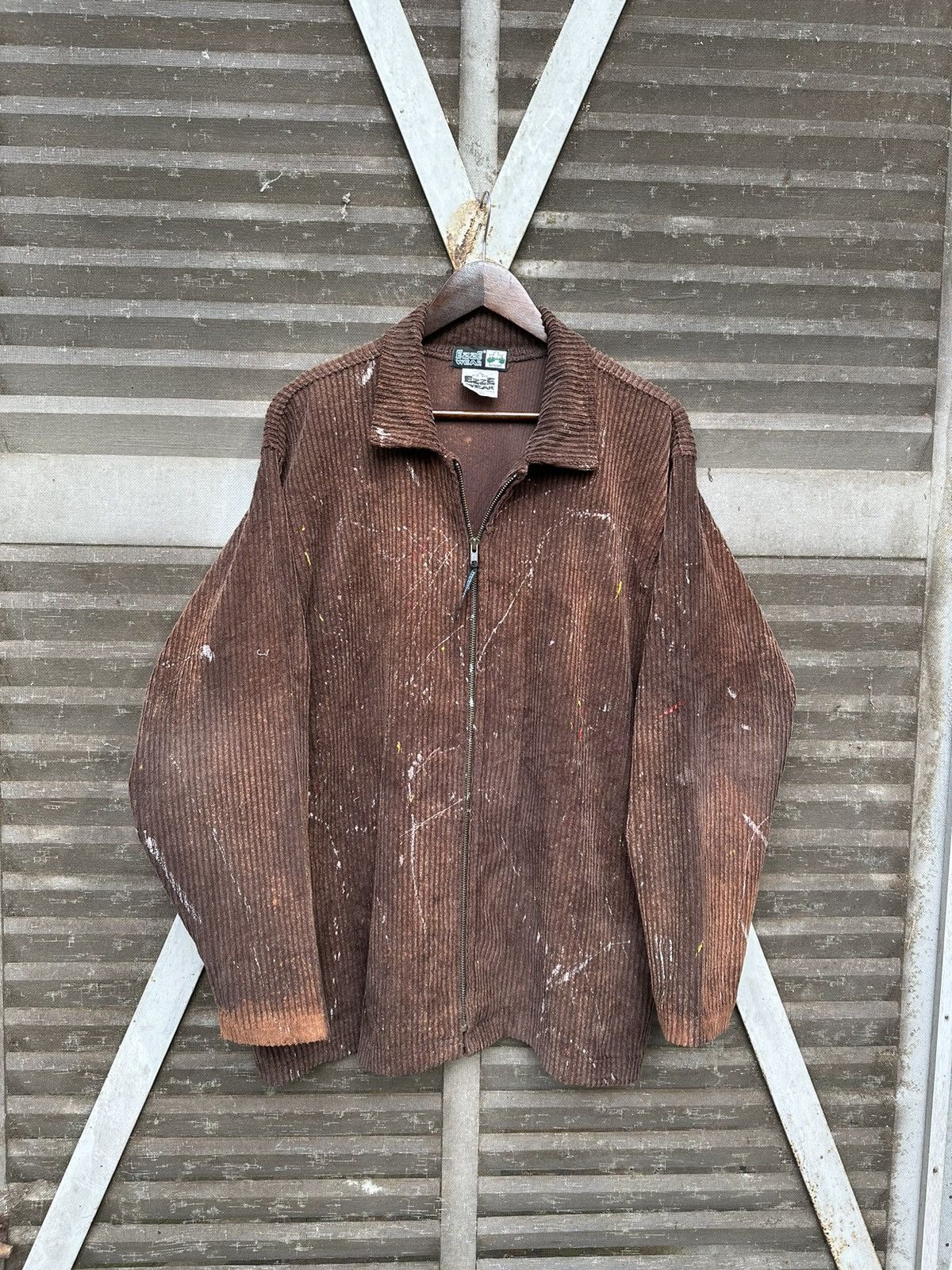 Vintage VTG THRASHED EZZE WEAR BROWN CORDUROY PAINT SPLATTER JACKET Size US XL / EU 56 / 4 - 5 Thumbnail