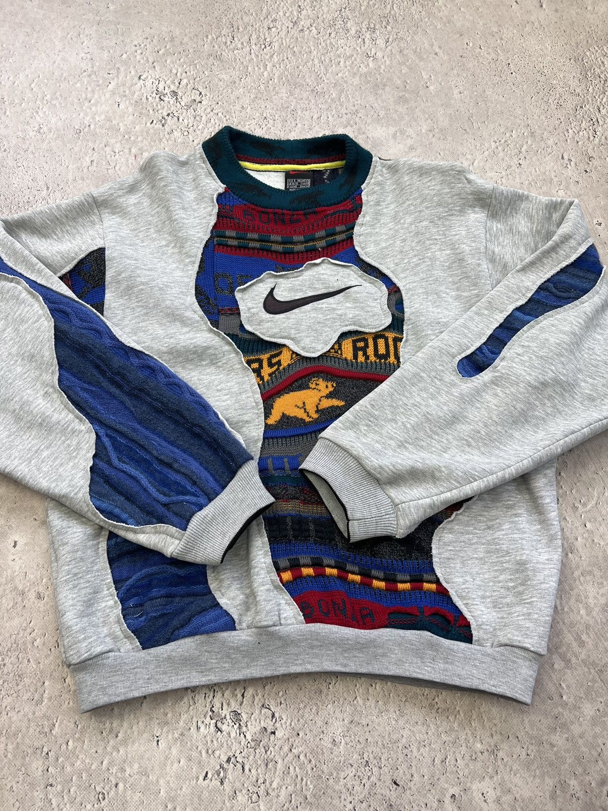 Coogi × Nike Vintage Sashiko Coogi Custom Nike BIG Swoosh Hoodie Size US S / EU 44-46 / 1 - 5 Thumbnail