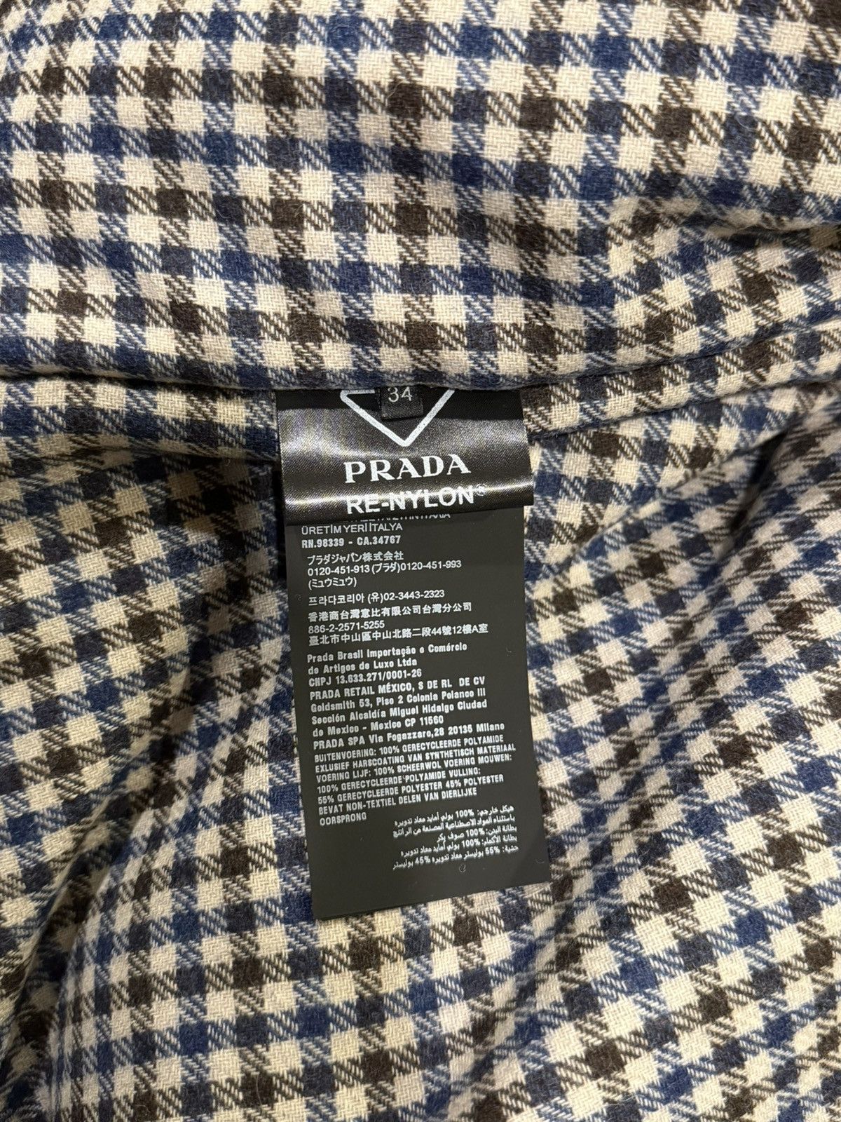 Prada Prada Re-Nylon Padded Checked Line Blouson Navy Jacket Size XXS / US 00 / IT 34 - 17 Thumbnail