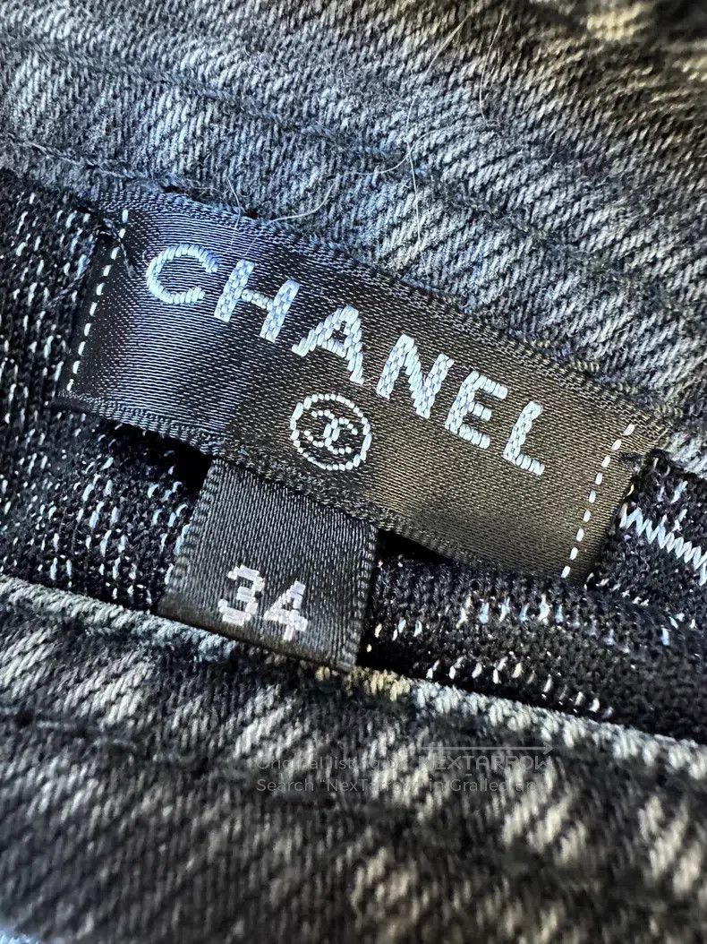 Chanel Chanel Gray denim embroidered hollow camelia skirt Size 42" / US 20 - 6 Thumbnail
