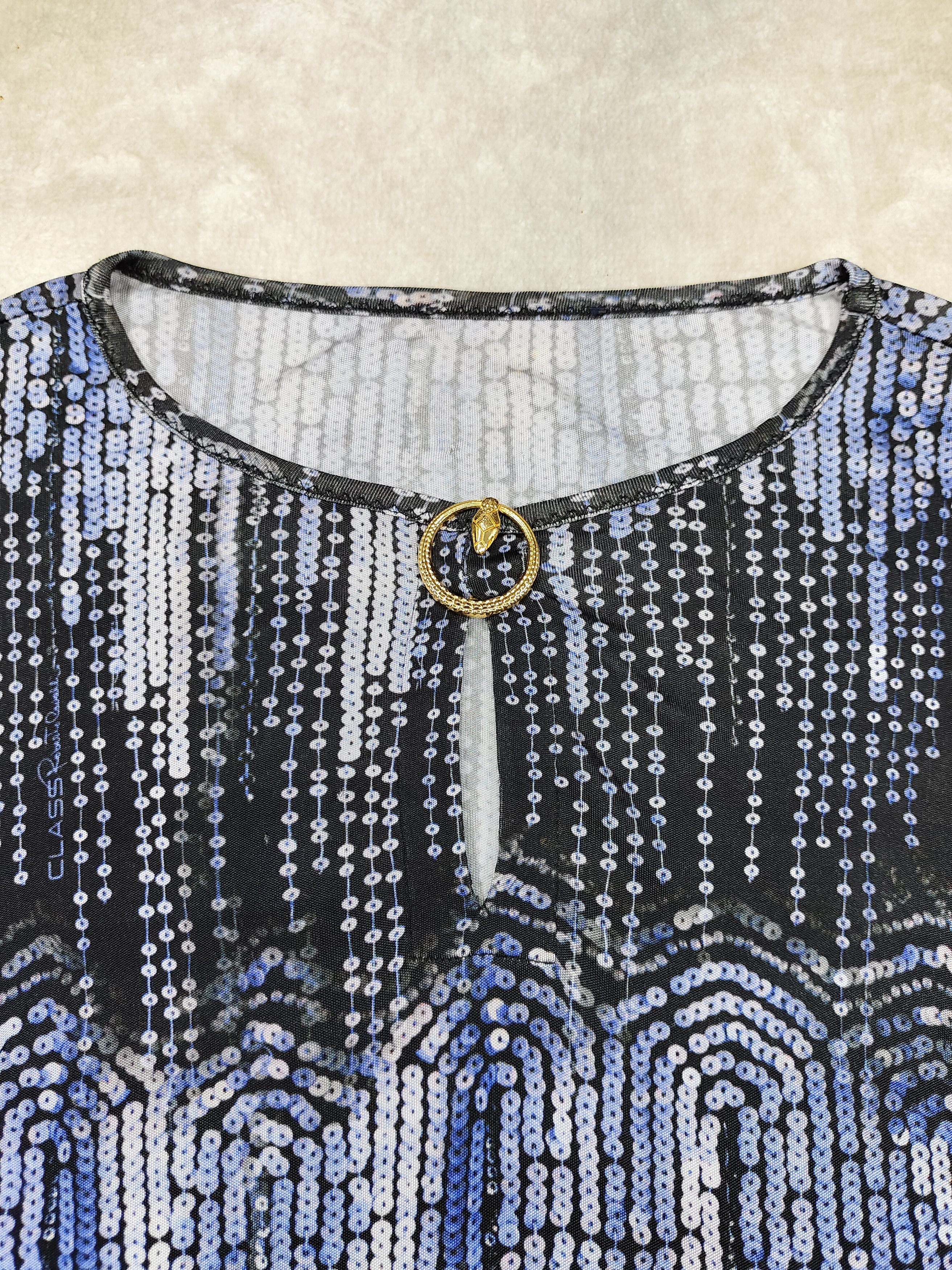 Cavalli Class 00s Cavalli Class- Abstract Chain Sequin Print Keyhole Tunic Size M / US 6-8 / IT 42-44 - 8 Thumbnail