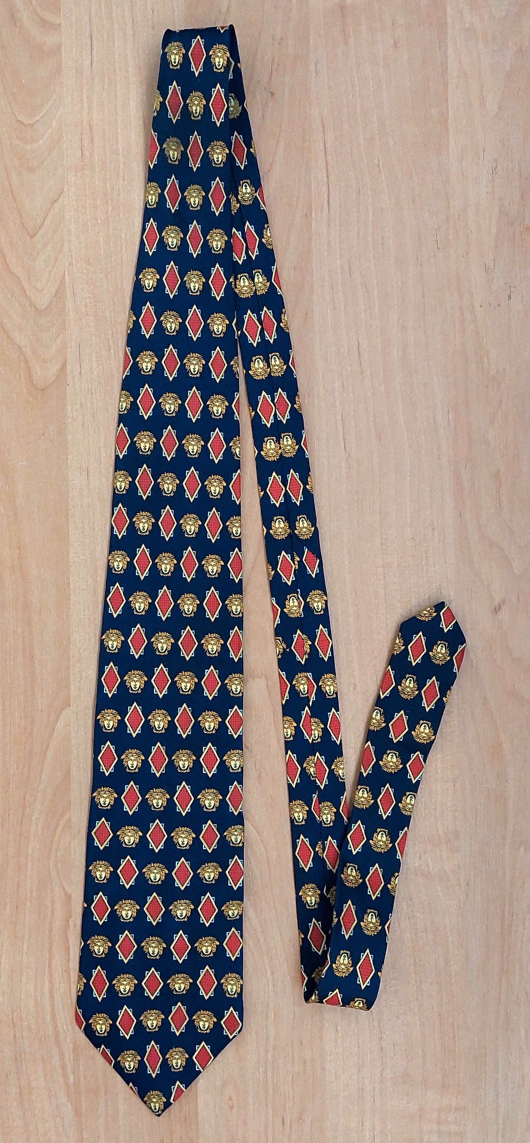 Versace Vintage Gianni Versace Medusa Silk Tie Navy Geometric 90s Size ONE SIZE - 3 Thumbnail