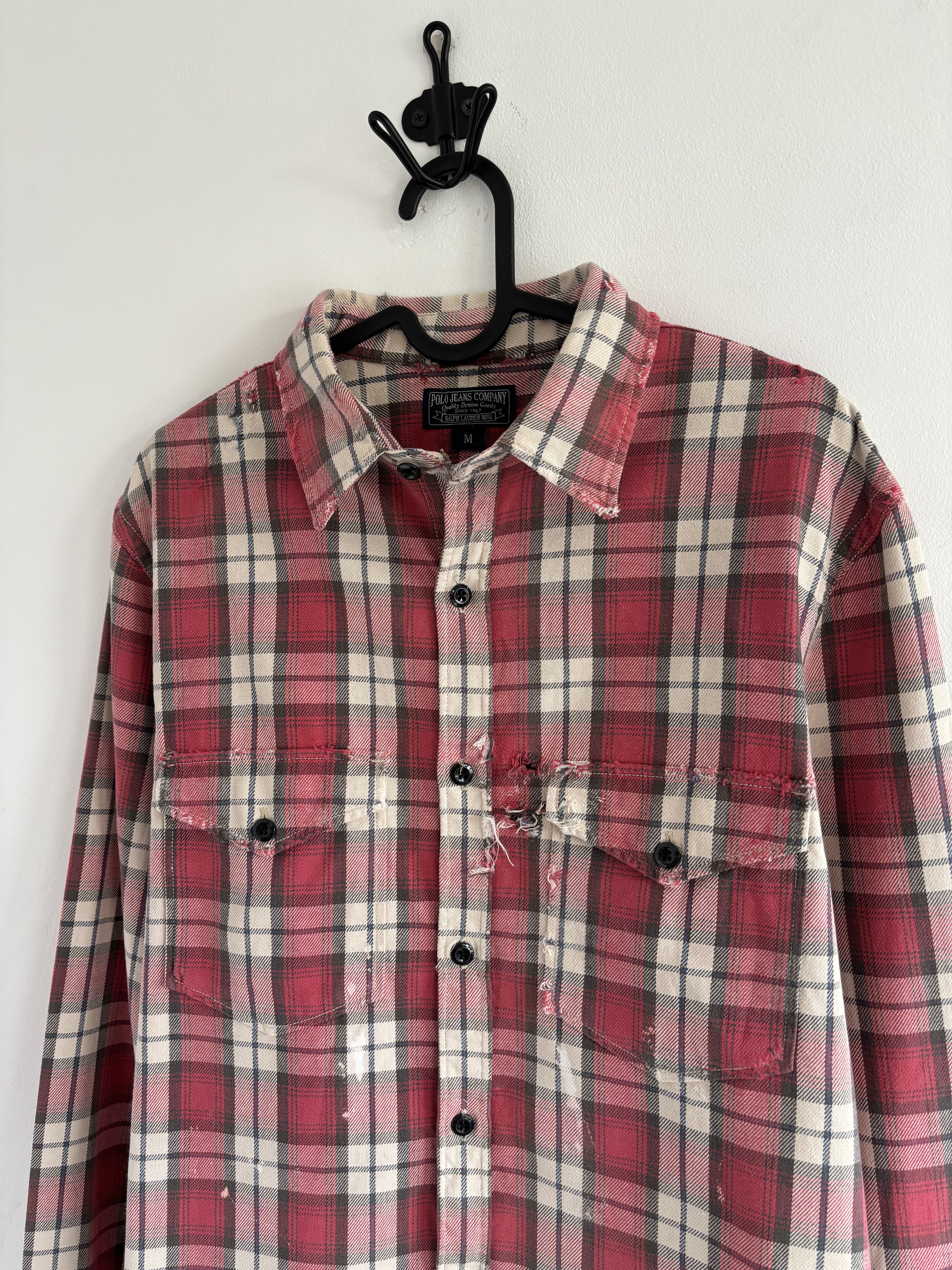 Polo Ralph Lauren Polo Ralph Lauren Checkered Distressed Red Cropped Shirt Size US M / EU 48-50 / 2 - 2 Thumbnail