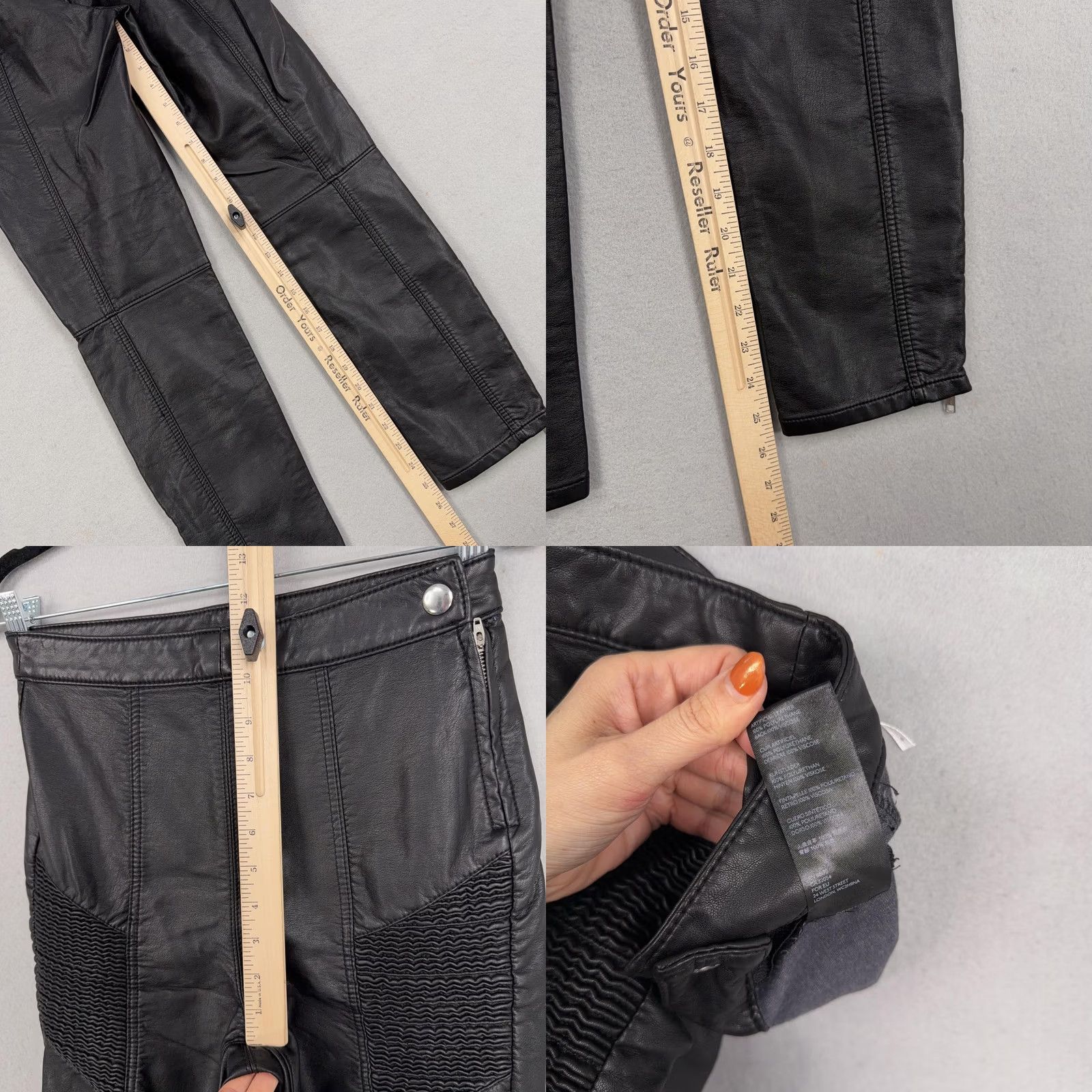 Free People Free People Pants Womens 4 Black Faux Leather Moto Biker Skinny Zip Hem Stretch Size 27" / US 4 / IT 40 - 9 Thumbnail