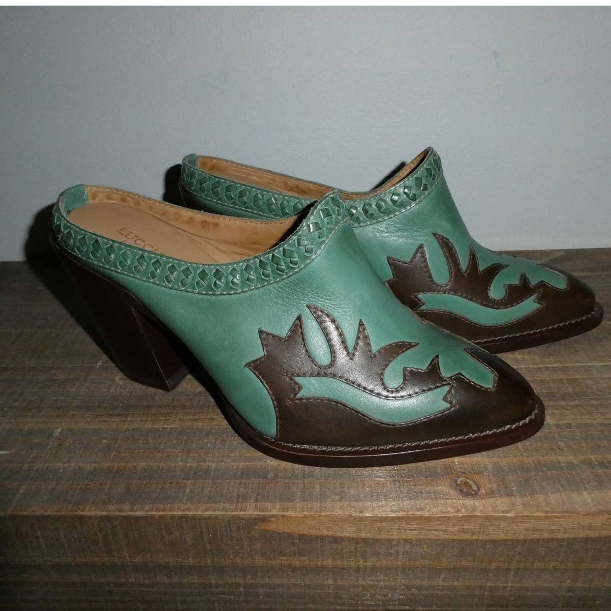 Lucchese Lucchese western mule, 7B, brand new, 3.5" heel, green Size US 7 / IT 37 - 1 Thumbnail