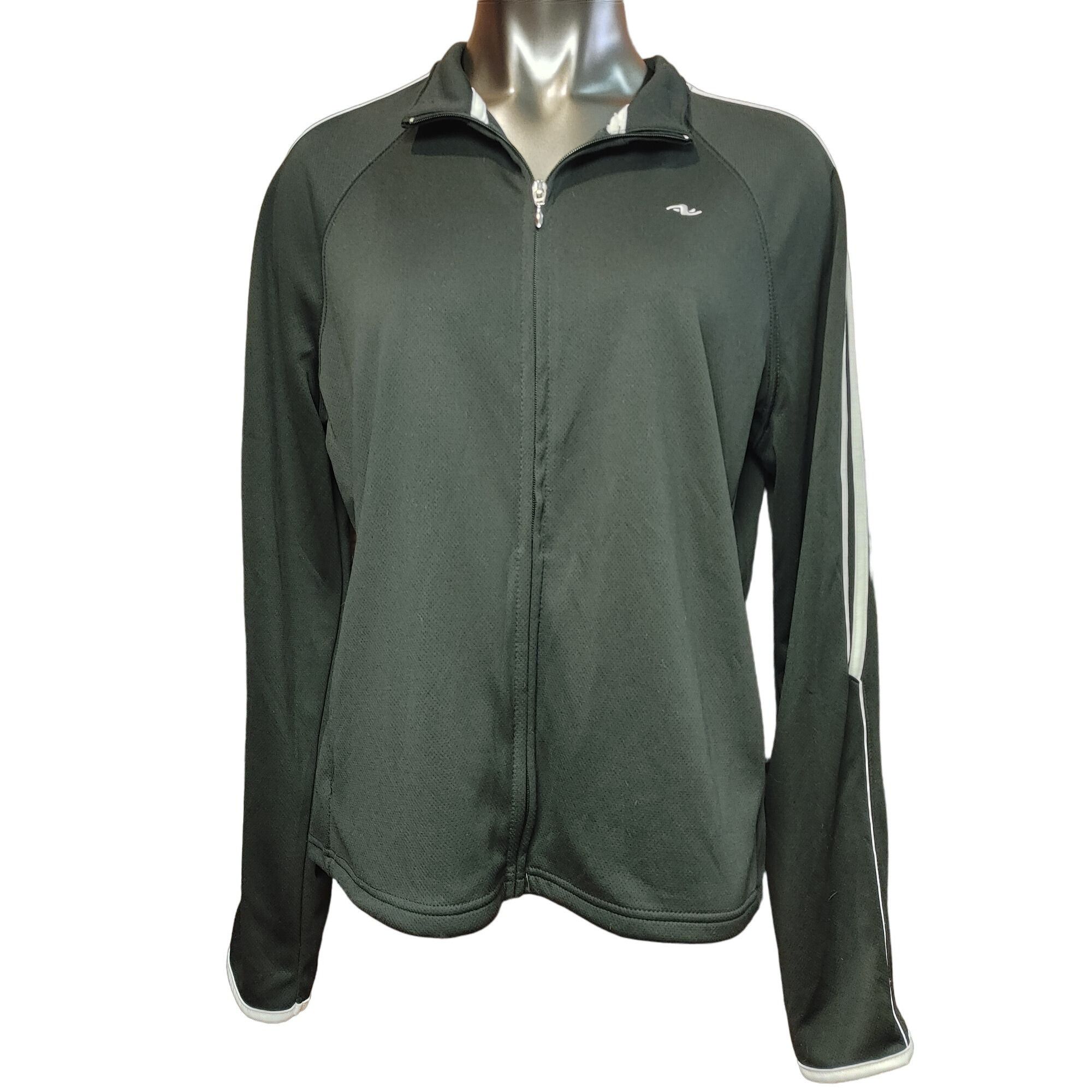 Athletic Works Athletic Works Women's Black + White Stripped Arms Full Zip Size XL / US 12-14 / IT 48-50 - 1 Thumbnail