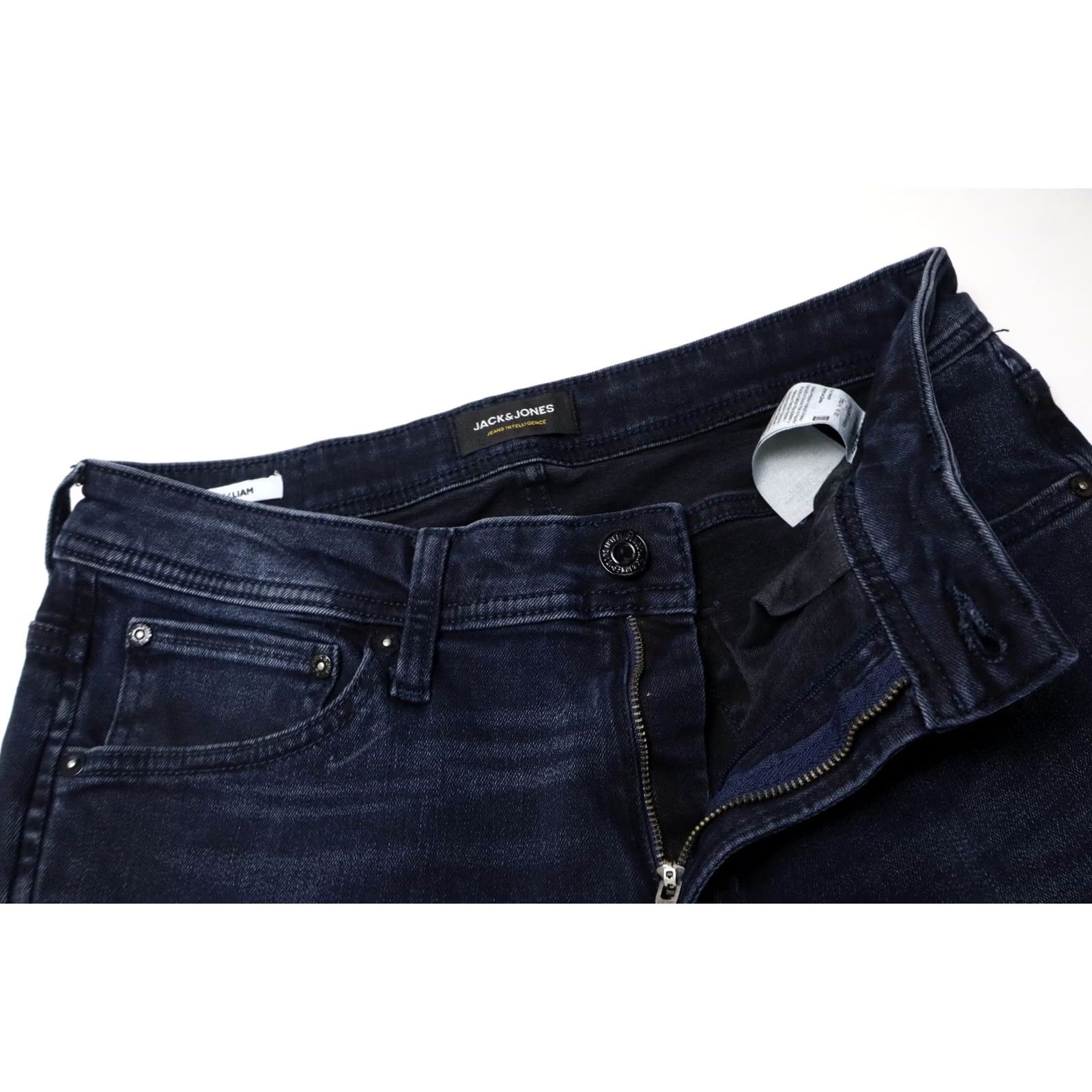 Jack & Jones JACK & JONES Skinny/Liam Jeans Men's W32/L32 Blue Whiskers Faded Zip Fly Stretch Jeans Size US 32 / EU 48 - 4 Thumbnail