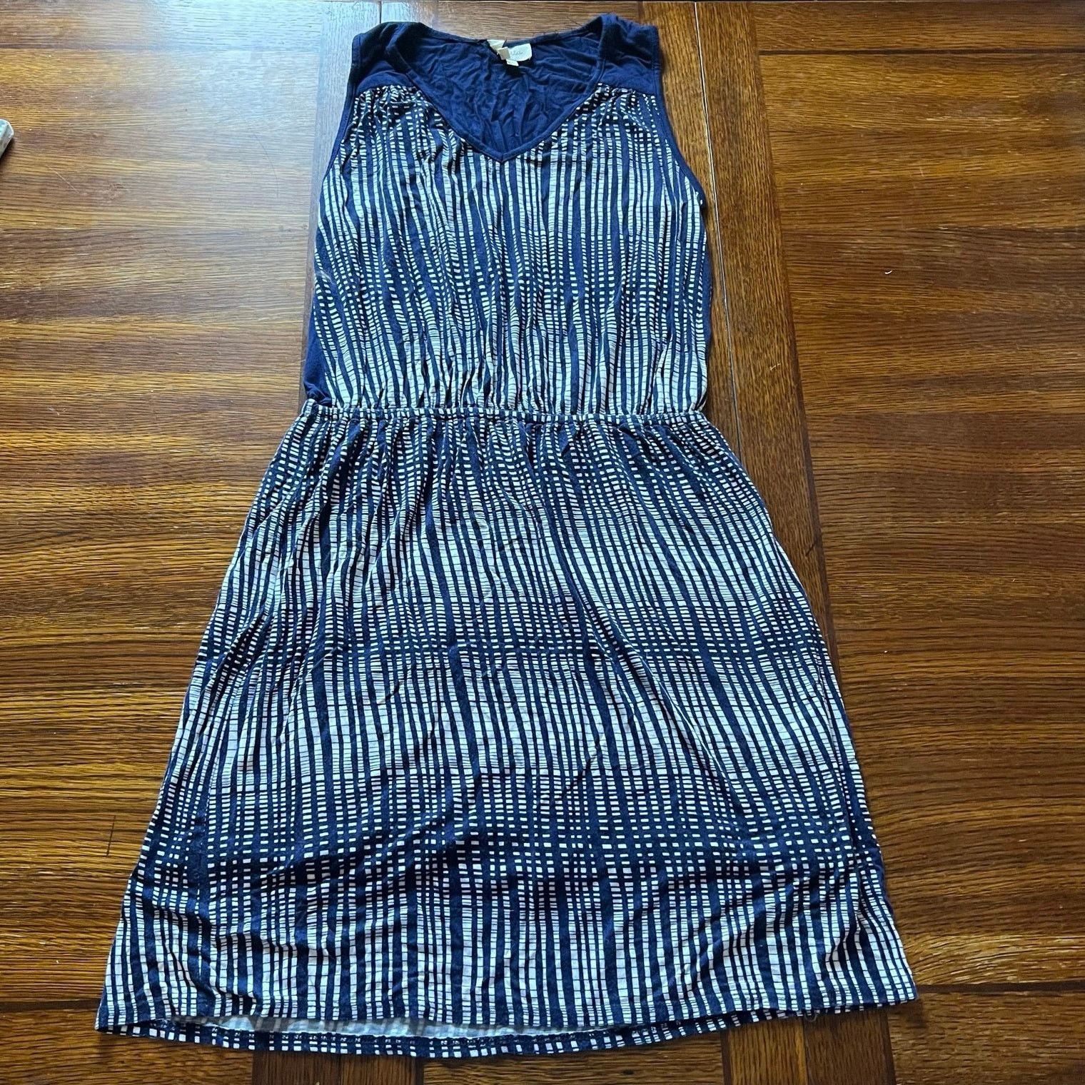 Anthropologie Anthro Deletta Janie Jersey Dress Blue Motif White Medium Size M / US 6-8 / IT 42-44 - 9 Thumbnail