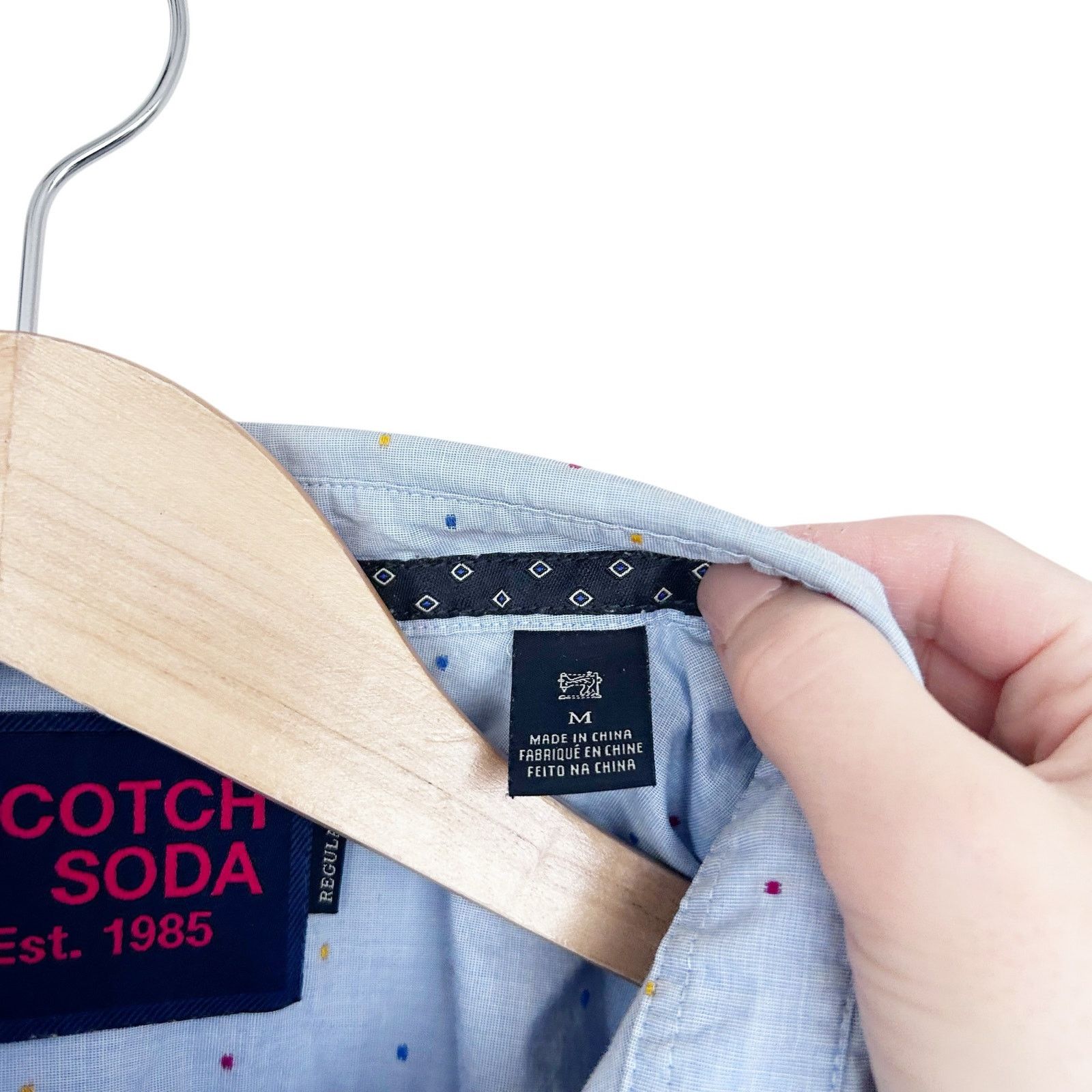 Scotch & Soda Scotch & Soda Blue Polka Dot Camp Button Down Shirt Sz M Size US M / EU 48-50 / 2 - 3 Thumbnail
