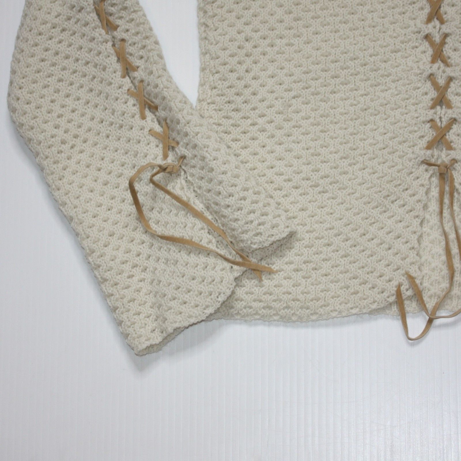 Other Cream Color Knit Sweater with Lace-up Details NWOT Size S / US 4 / IT 40 - 3 Thumbnail