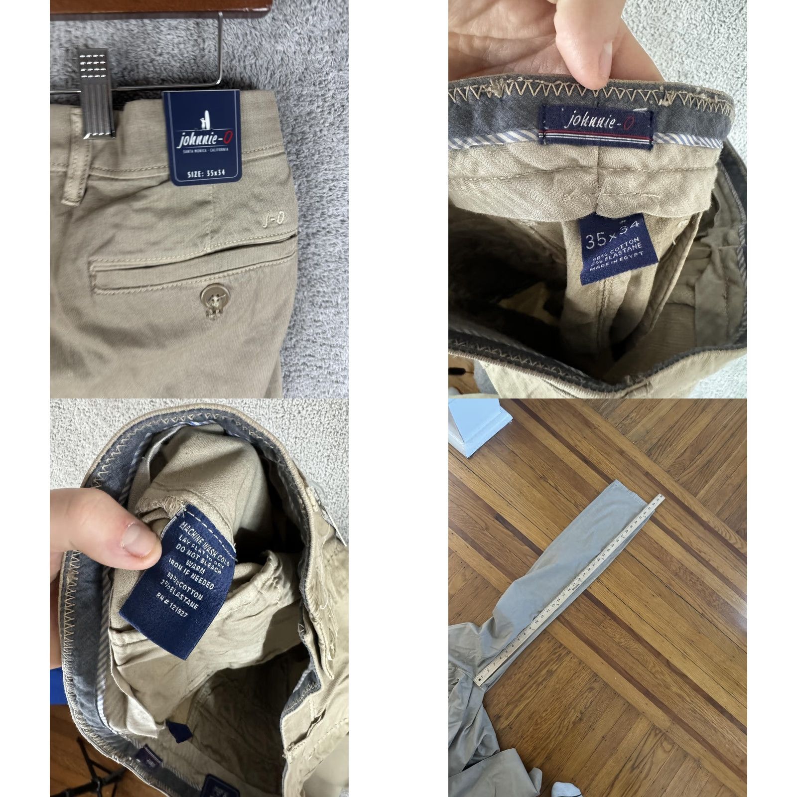johnnie-O johnnie-O Pants Mens 35x34 Khaki Stretch Chino 5 Pocket Cotton Beige Casual Business N/A Size US 35 - 9 Thumbnail