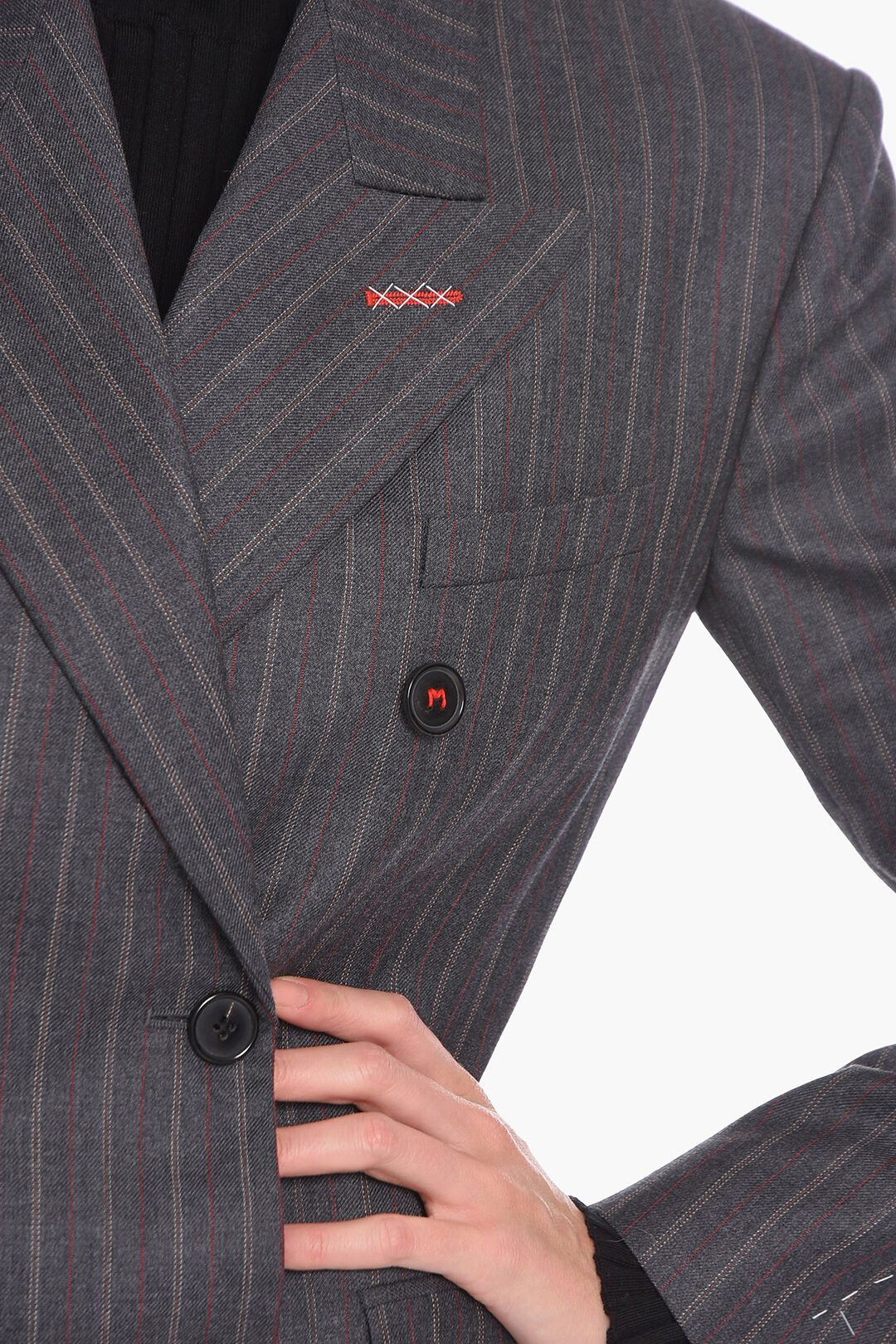 Maison Margiela og1mm0625 Unisex Wool Double-breasted Blazer in Grey Size US S / EU 44-46 / 1 - 8 Thumbnail