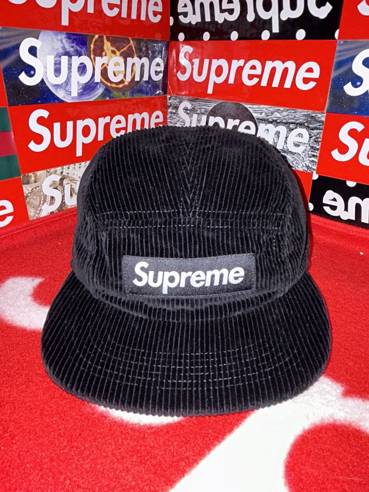Supreme Corduroy Camp Cap Black FW16 NEW