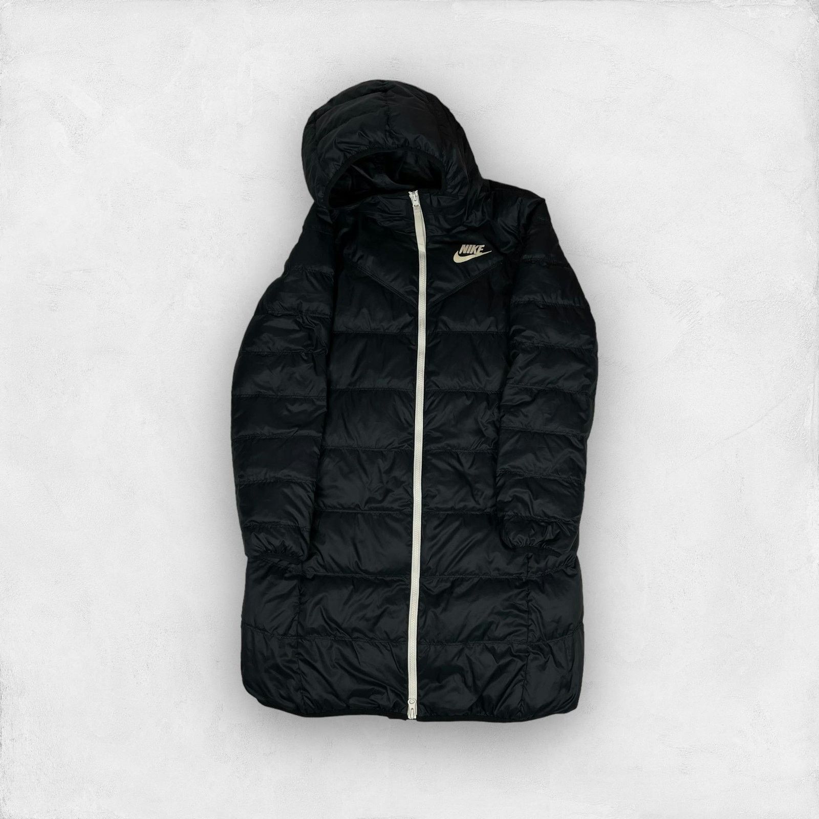 Nike Nike Women's Black Swoosh Hooded Full Zip Puffer Coat Small Size S / US 4 / IT 40 - 1 Thumbnail
